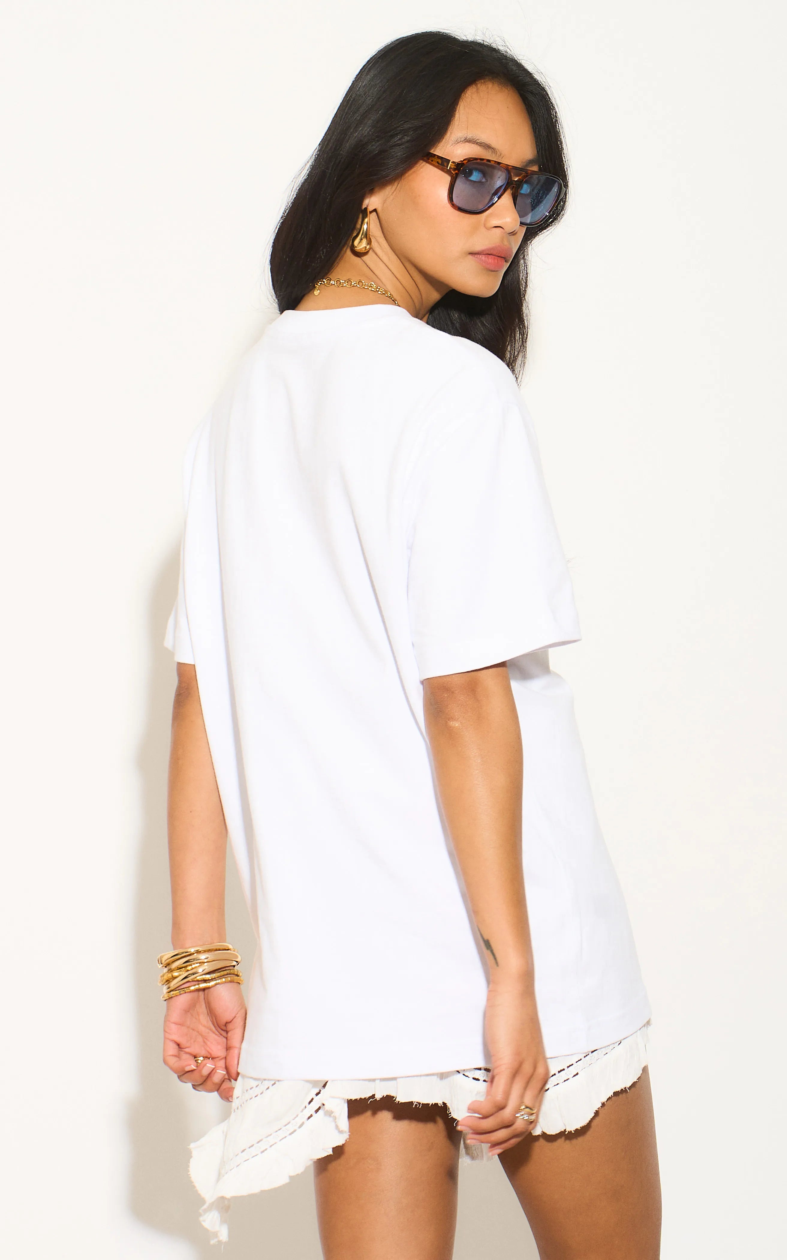 Stylish White Cocktail T-Shirt for Women - Trendy Party & Night Out Essential - Perfect for Clubbing, Date Nights & Social Events