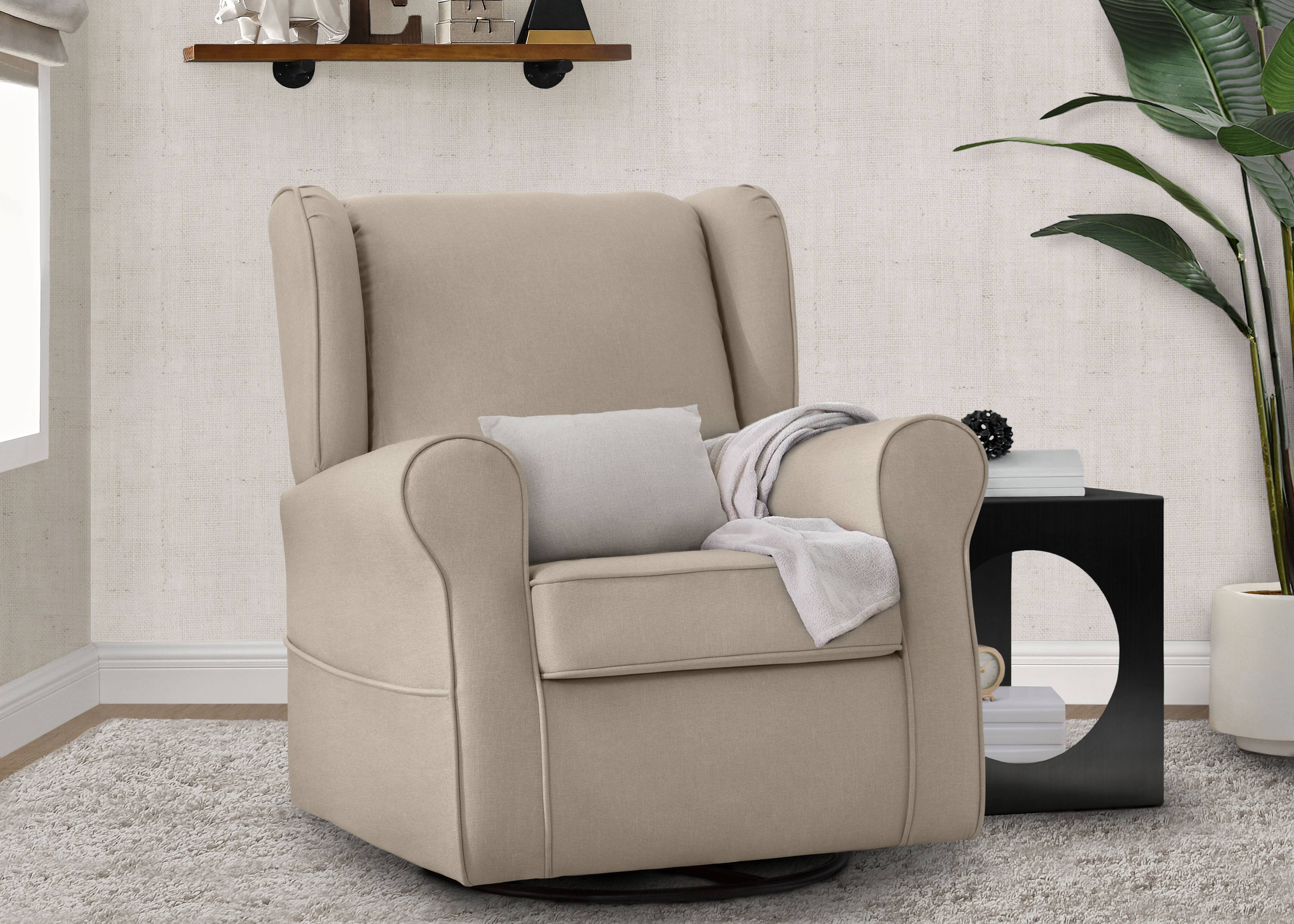 Reston Nursery Glider Swivel Rocker Chair - Comfortable Baby Rocking Chair for Nursing, Feeding & Relaxing - Perfect for Nursery, Bedroom & Living Room