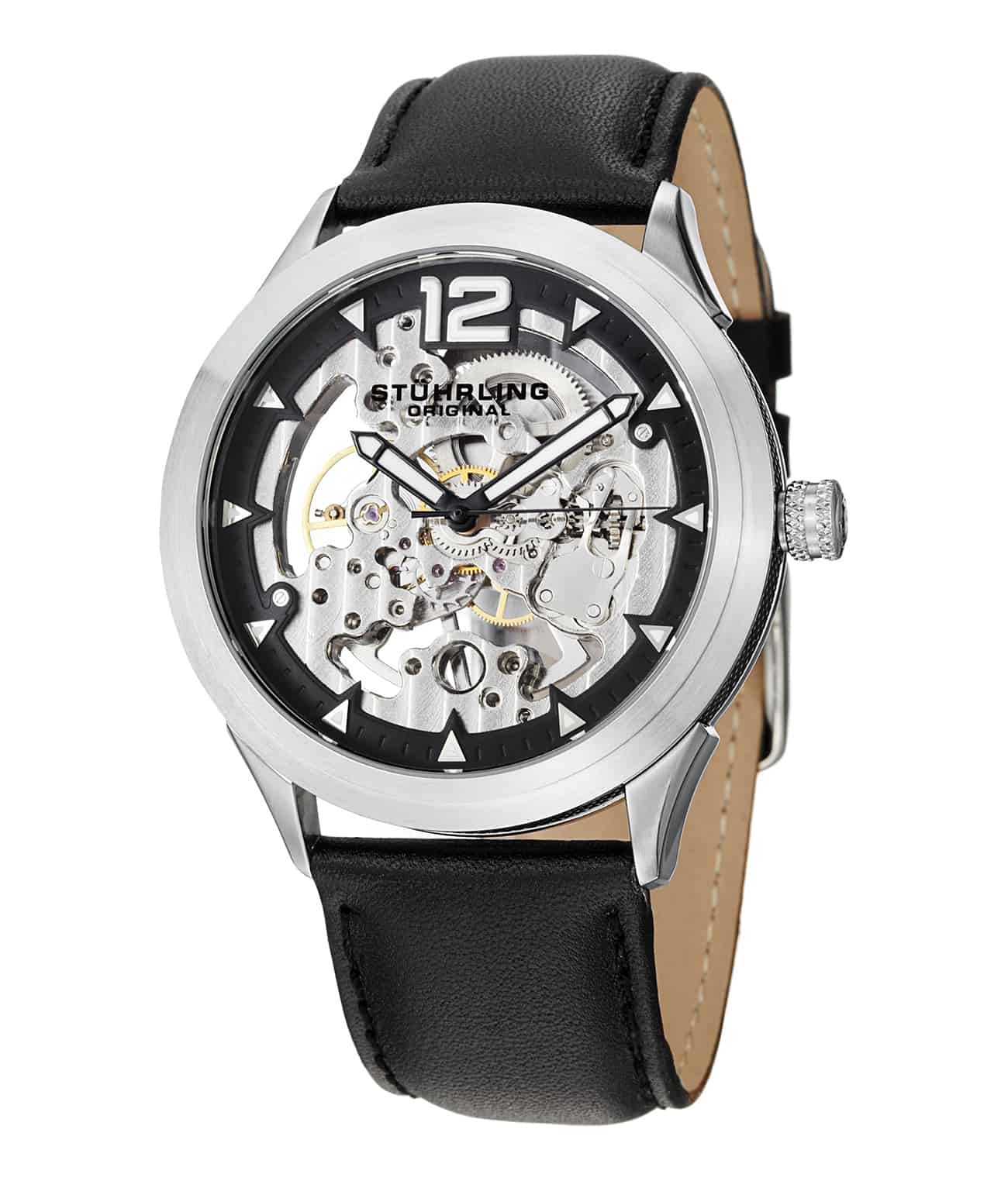 Black Dial / Silver Case / Black Leather Strap Tang Buckle