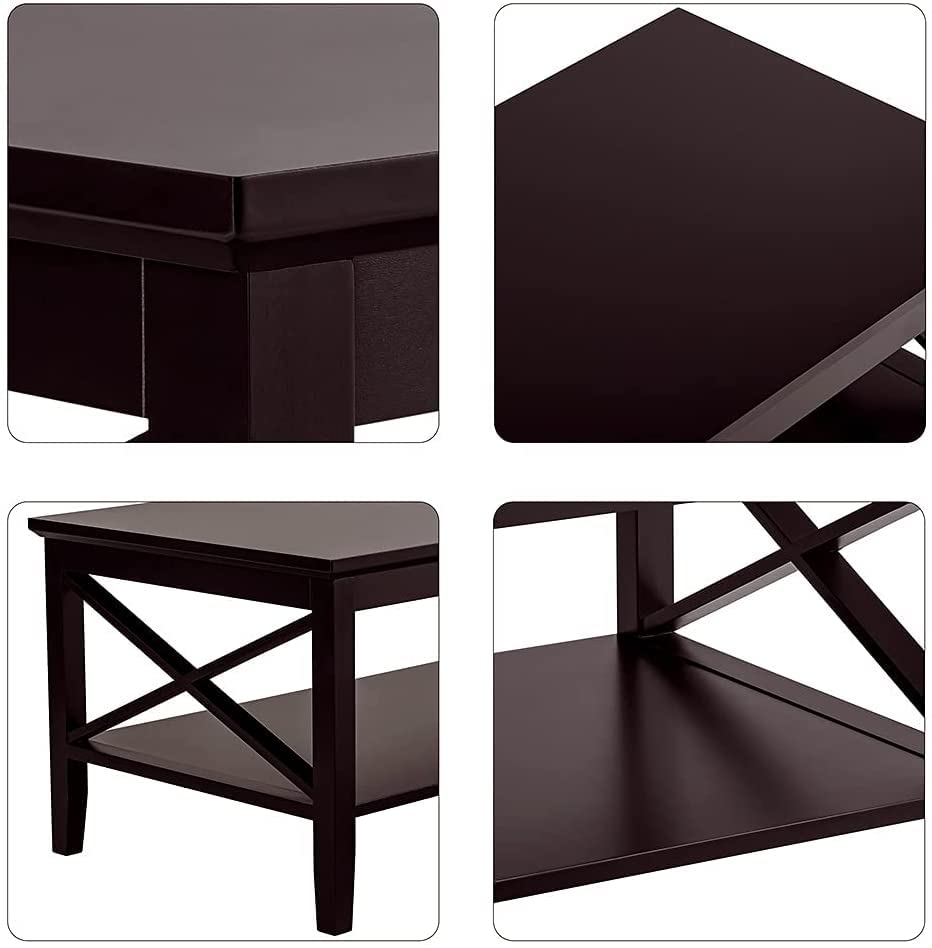 Lift Top Coffee Table and End Table Set - 2-Piece Living Room Furniture with Storage, Modern Black Lift-Top Design for Small Spaces | Perfect for Apartments, Dorms & Home Decor