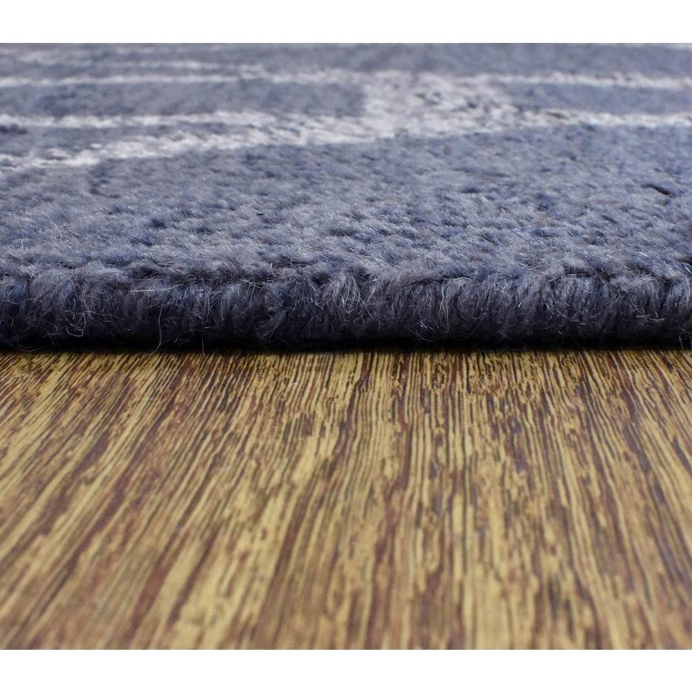 Hand Knotted Wool Geometric Area Rugs 5'x8' - Modern Rectangle Light Gray White Medium Pile Handmade Rug for Living Room, Bedroom, Office | Boho Chic Home Decor & Cozy Floor Covering