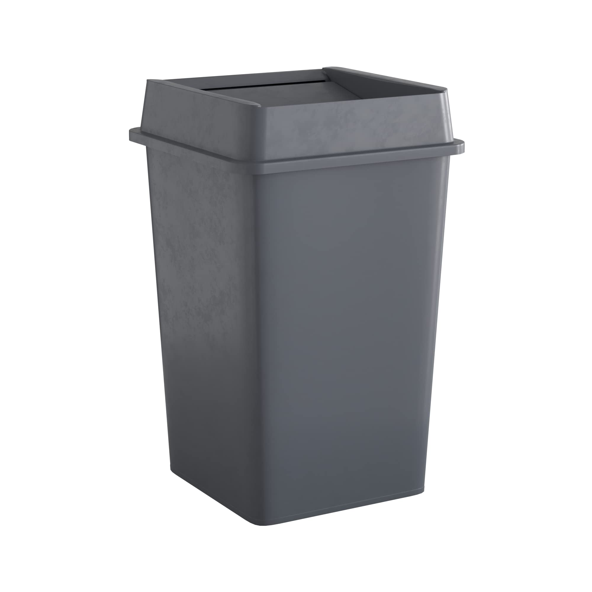 35 Gallon Grey Square Commercial Trash Can with Lid - Heavy Duty Waste Bin for Office, Restaurant, Kitchen & Outdoor Use