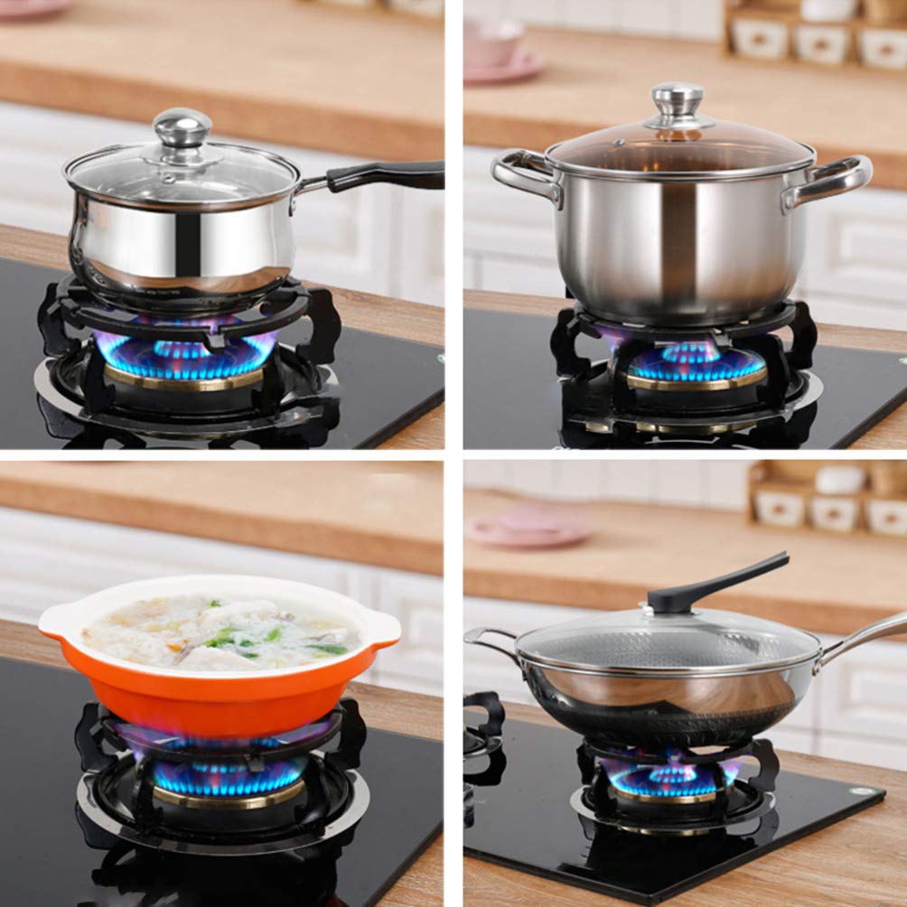 SOLUSTRE 2-Pack Universal Gas Stove Bracket - Heavy Duty Stainless Steel Wok Ring & Pot Stand for Gas Range Cooktop - Compatible with Cast Iron Pans & Cookware - Perfect for Stir-Frying, Steaming & Outdoor Camping Cooking