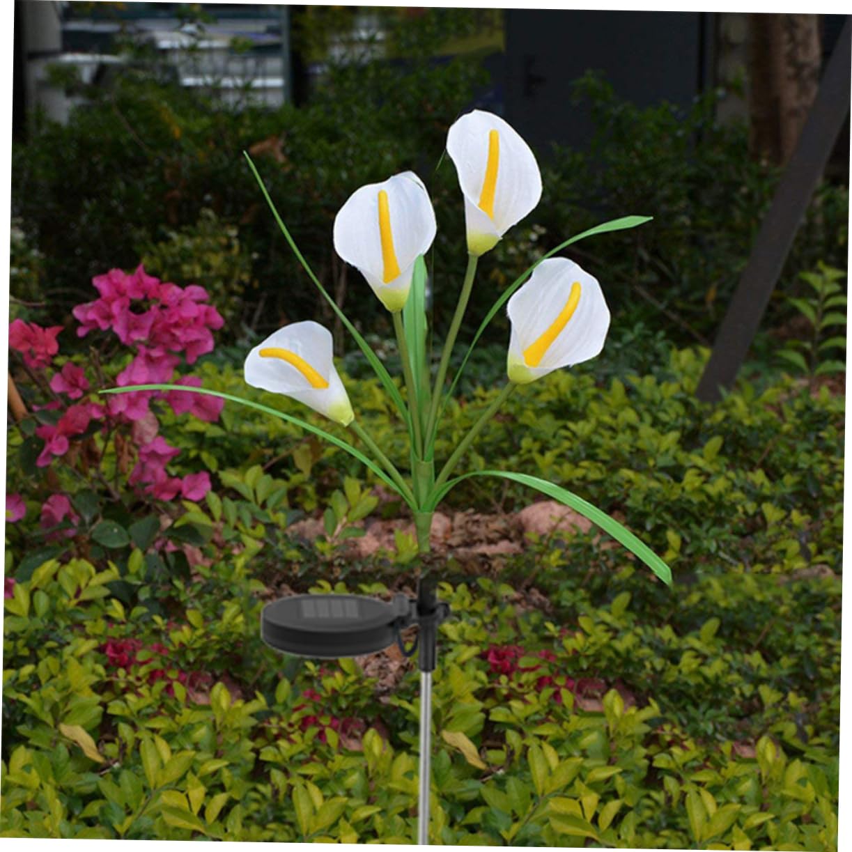 Solar Powered Calla Lily Garden Lights - 2 Pack White & Purple Outdoor Stake Lights for Lawn, Patio, Yard & Pathway Decoration | Weatherproof Solar Flower Lamps for Landscape, Backyard & Garden Decor