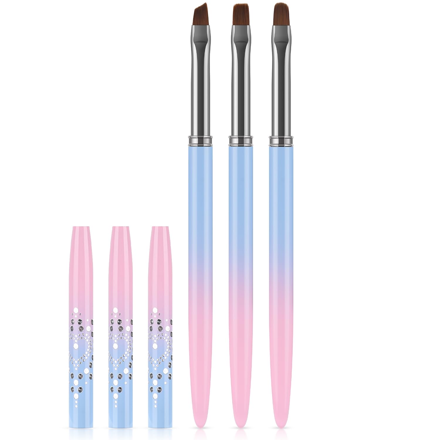 **JASSINS Nail Art Clean Up Brushes Set - 3 Pcs Flat, Oval & Fine Angled Gel Nail Brushes for Professional Nail Art Design, DIY Painting & Polish Mistake Correction | Perfect for Cuticle Cleaning & Salon Use**