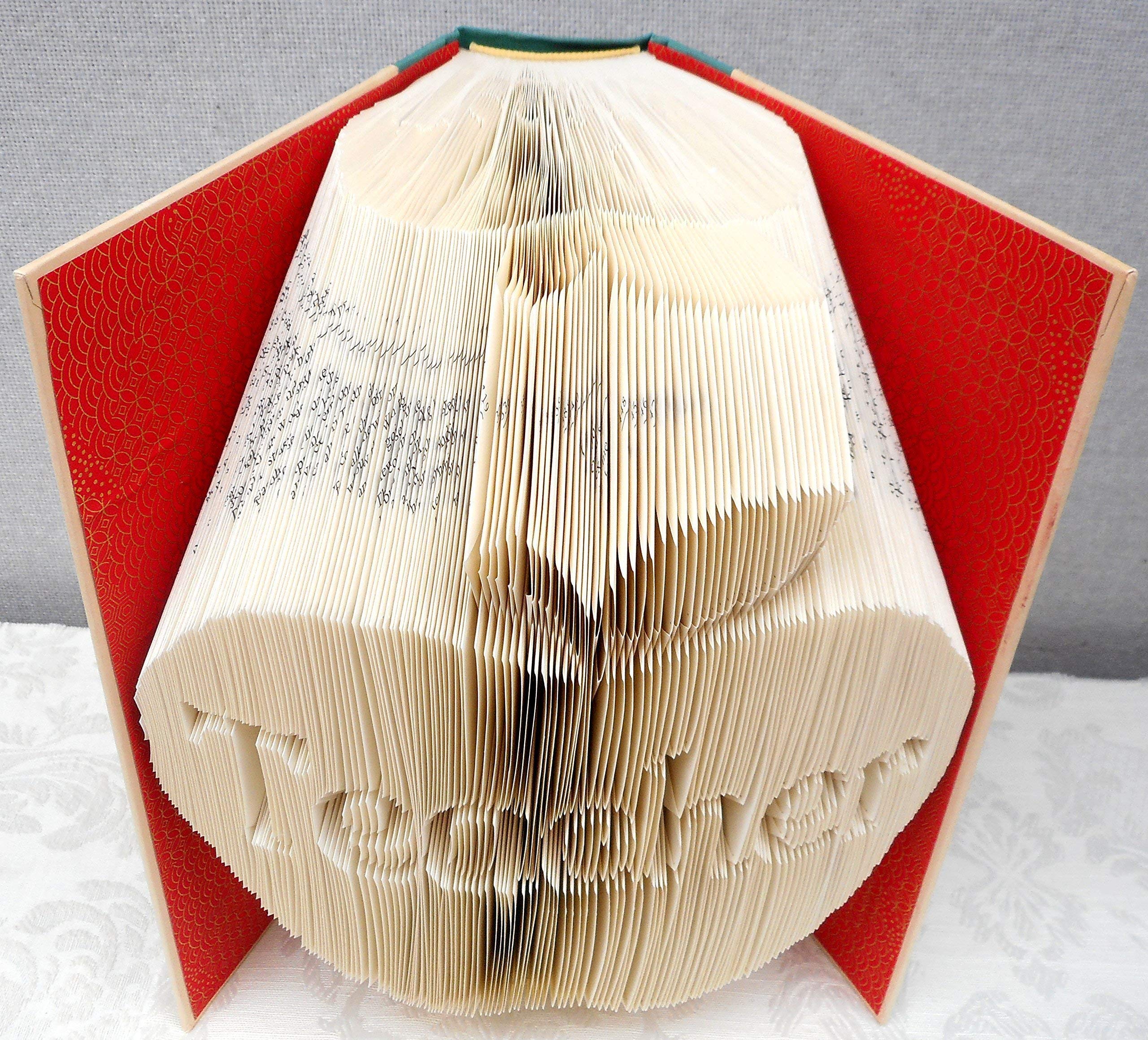 Hand Folded Book Art Sculpture - Unique Teacher, Graduation, 1st Anniversary, Birthday & Christmas Gift Idea | Perfect for Home Decor, Office Desk & Special Occasions