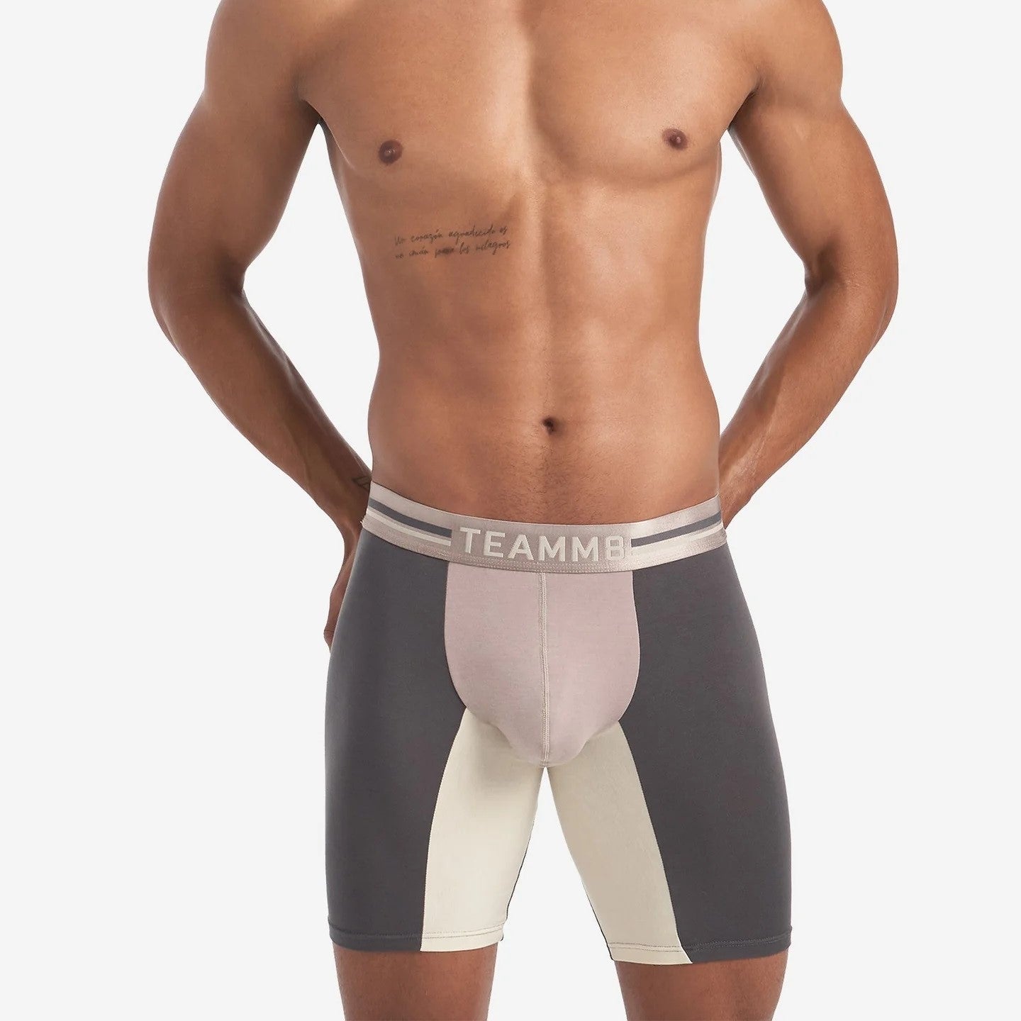 Premium Teamm8 Bamboo Sports Boxer Briefs - Soft Modal Fabric, Licorice Grey - Ideal for Running, Gym & Active Lifestyle