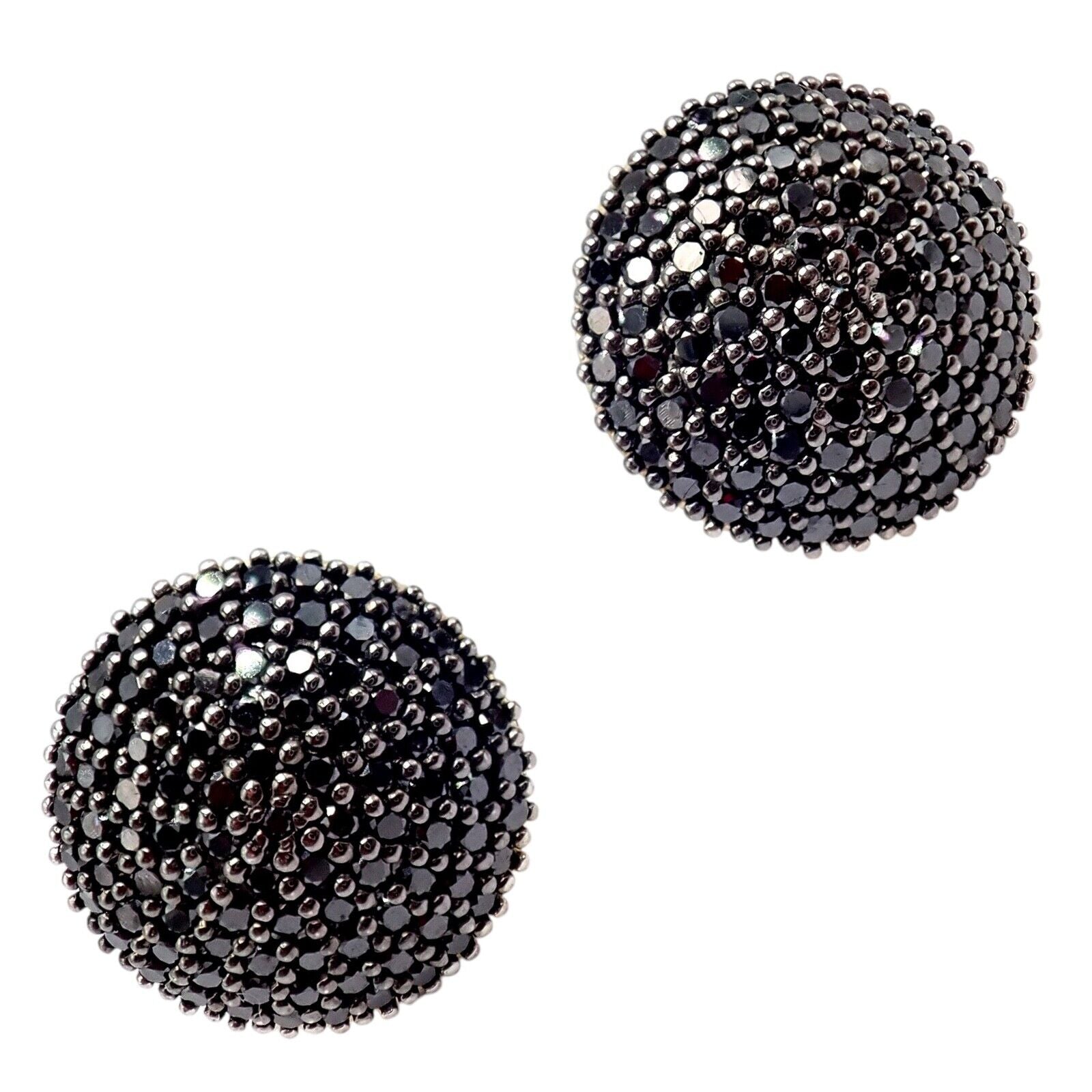 Authentic Gurhan 24K Yellow Gold Hammered Lentil Black Diamond Large Hoop Earrings for Women - Luxury Statement Jewelry for Evening Parties & Special Occasions