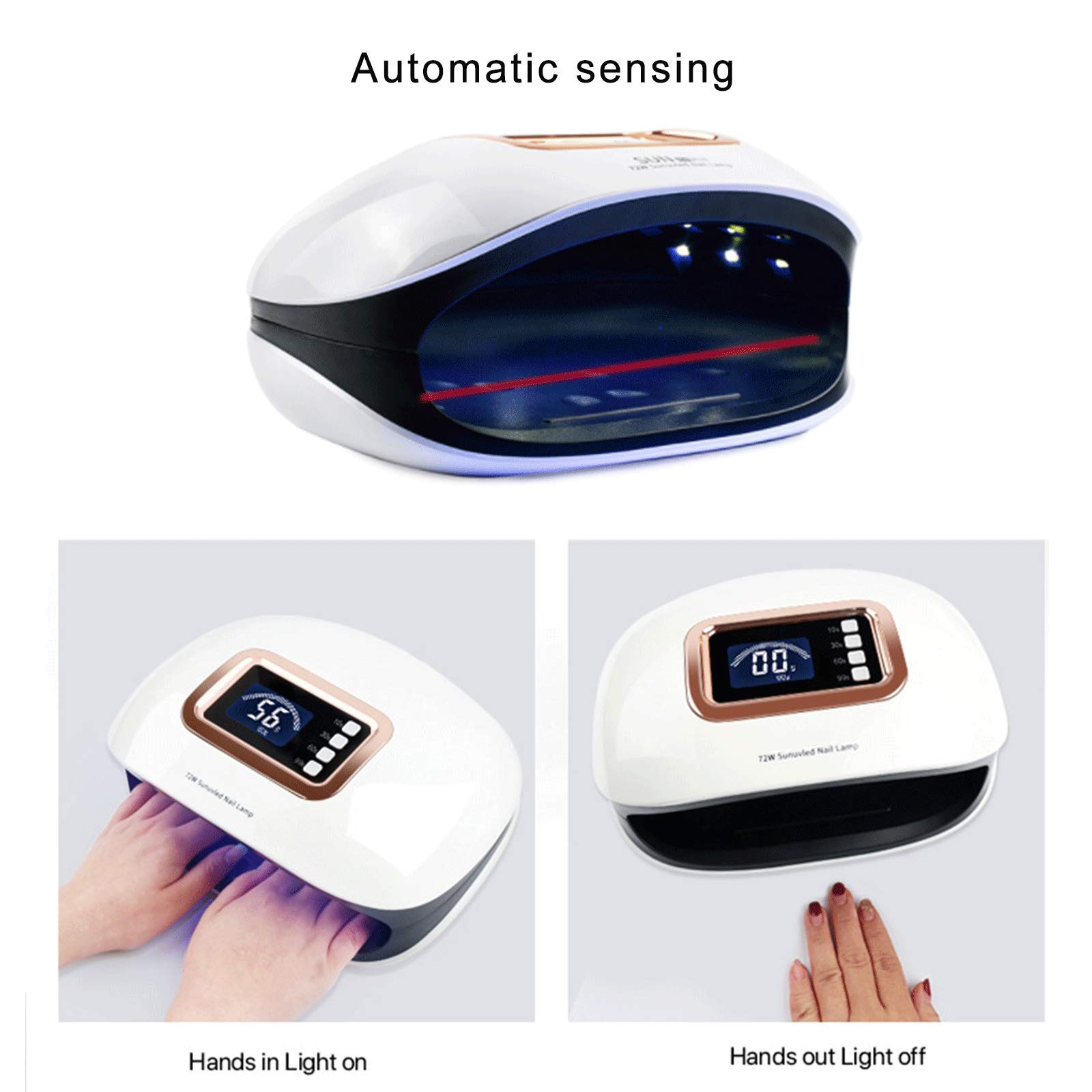 72W UV LED Nail Lamp with 36 LED Beads - 4 Timer Settings (10s/30s/60s/99s) & Auto Sensor - Professional Salon-Grade Nail Dryer for Gel Polish Curing - Perfect for Home Manicure, Nail Art DIY & Professional Salon Use