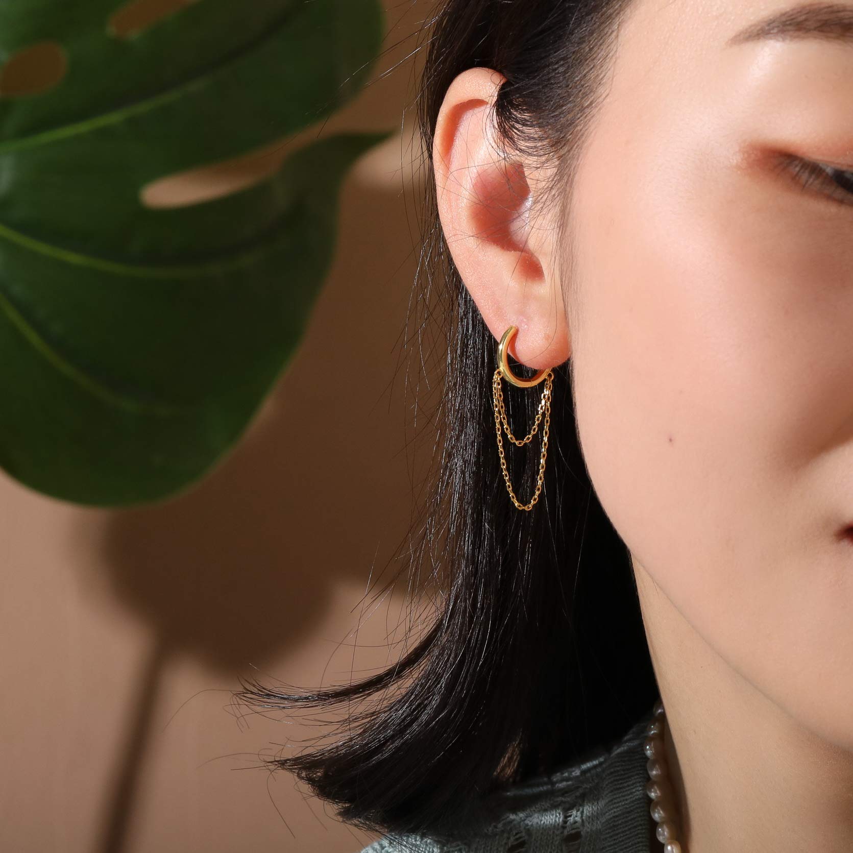 Sterling Silver Cubic Zirconia Butterfly Leaf Chain Dangle Earrings for Women | Elegant Stud & Drop Earrings | Perfect for Parties, Weddings & Everyday Wear