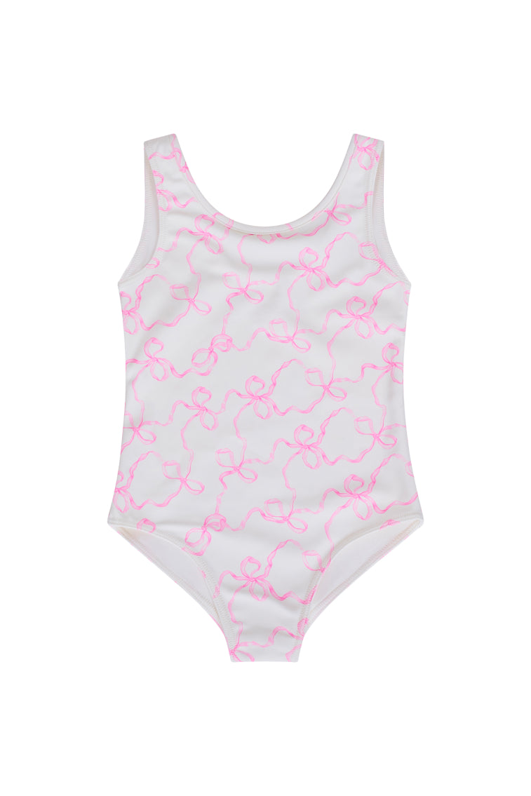 Aldora Girls' One Piece Swimsuit with Bow Print - Stylish Bathing Suit for Beach, Pool & Summer Vacations