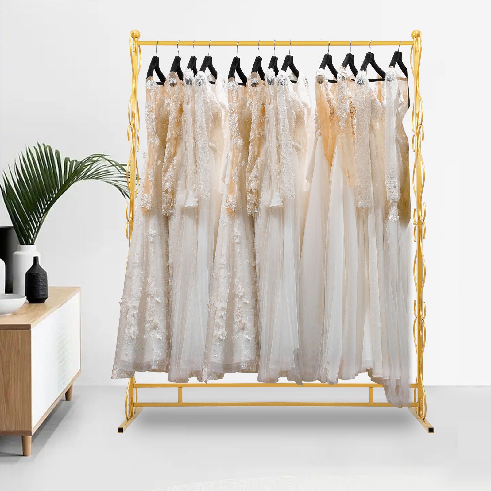 Metal Garment Rack - 5.9FT Heavy Duty Standing Clothes Rack with Single Rod, Carbon Steel Wardrobe Organizer for Hanging Clothes, Belts, Shoes & Bags | Easy Assembly | Perfect for Home, Wedding Ceremony & Retail Store Displays