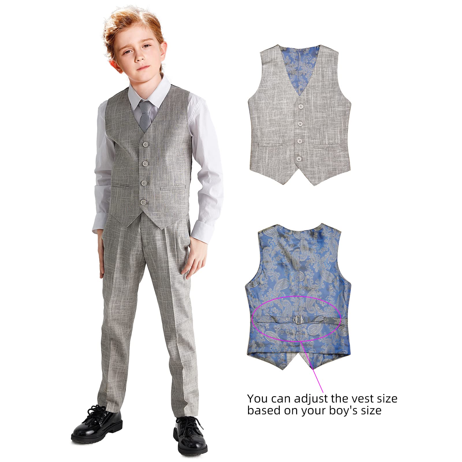 ELPA Boys Linen Suits for Summer - Breathable & Comfortable Kids Formal Wear - Perfect for Weddings, Parties & Special Occasions