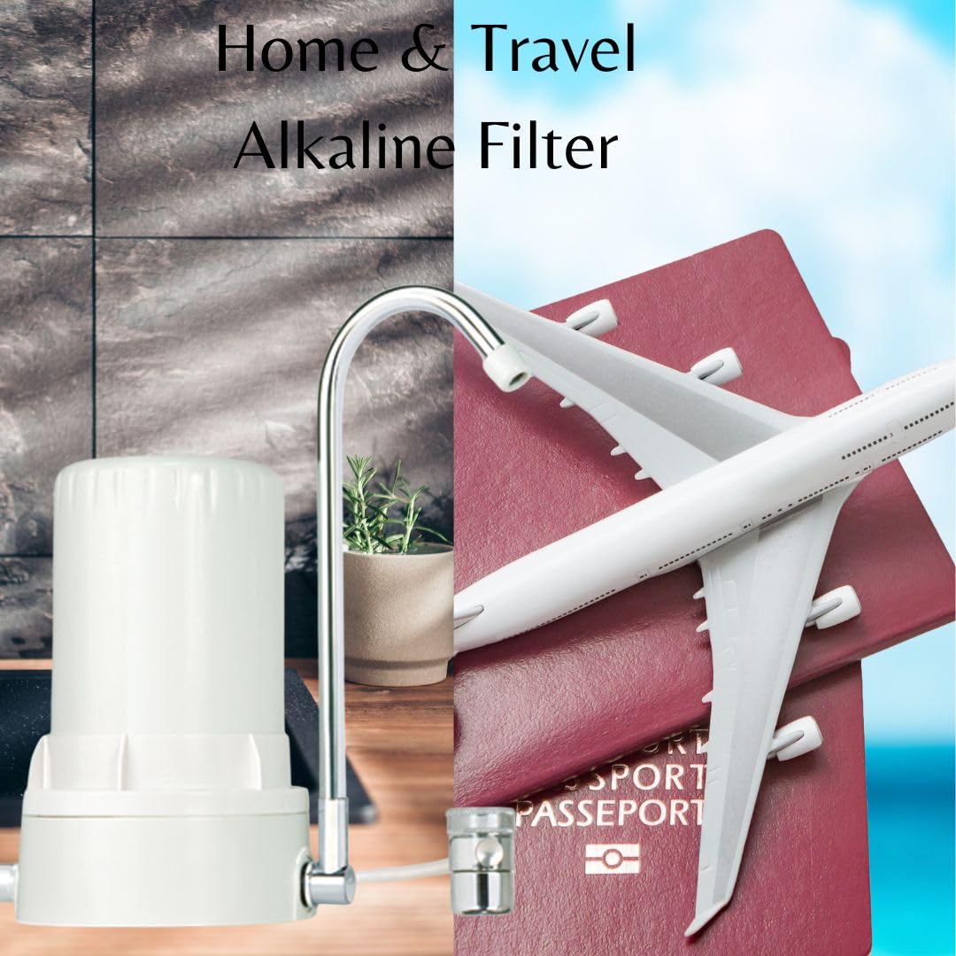 AYRO HT Plus Countertop Water Filter with Alkaline Minerals & Antioxidants - White - USA Made | Improves Taste & Hydration for Home, Office & Travel Use