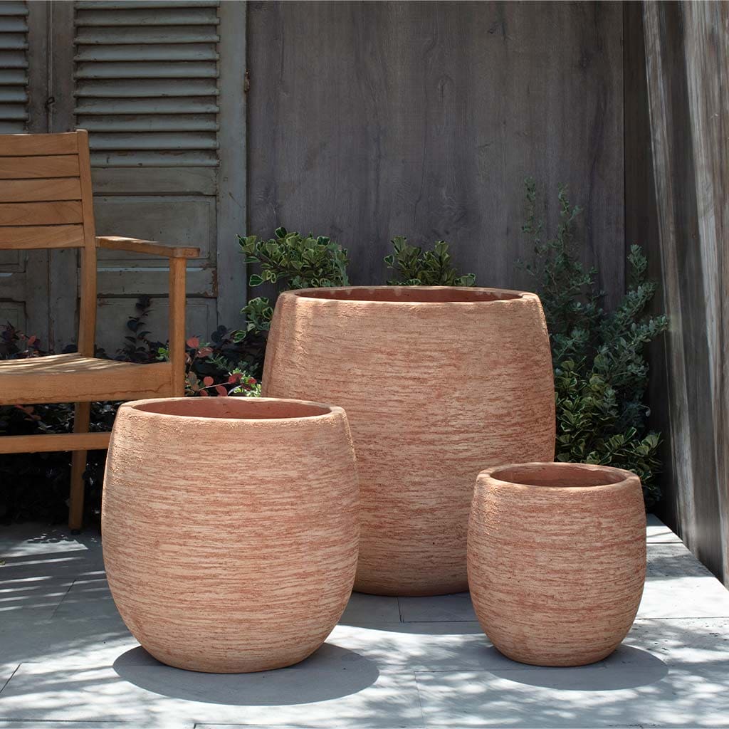 Campania International Tahoe Planter Set of 3 - Terra Cotta Flower Pots for Indoor & Outdoor Plants - Perfect for Patio, Garden, and Home Decor