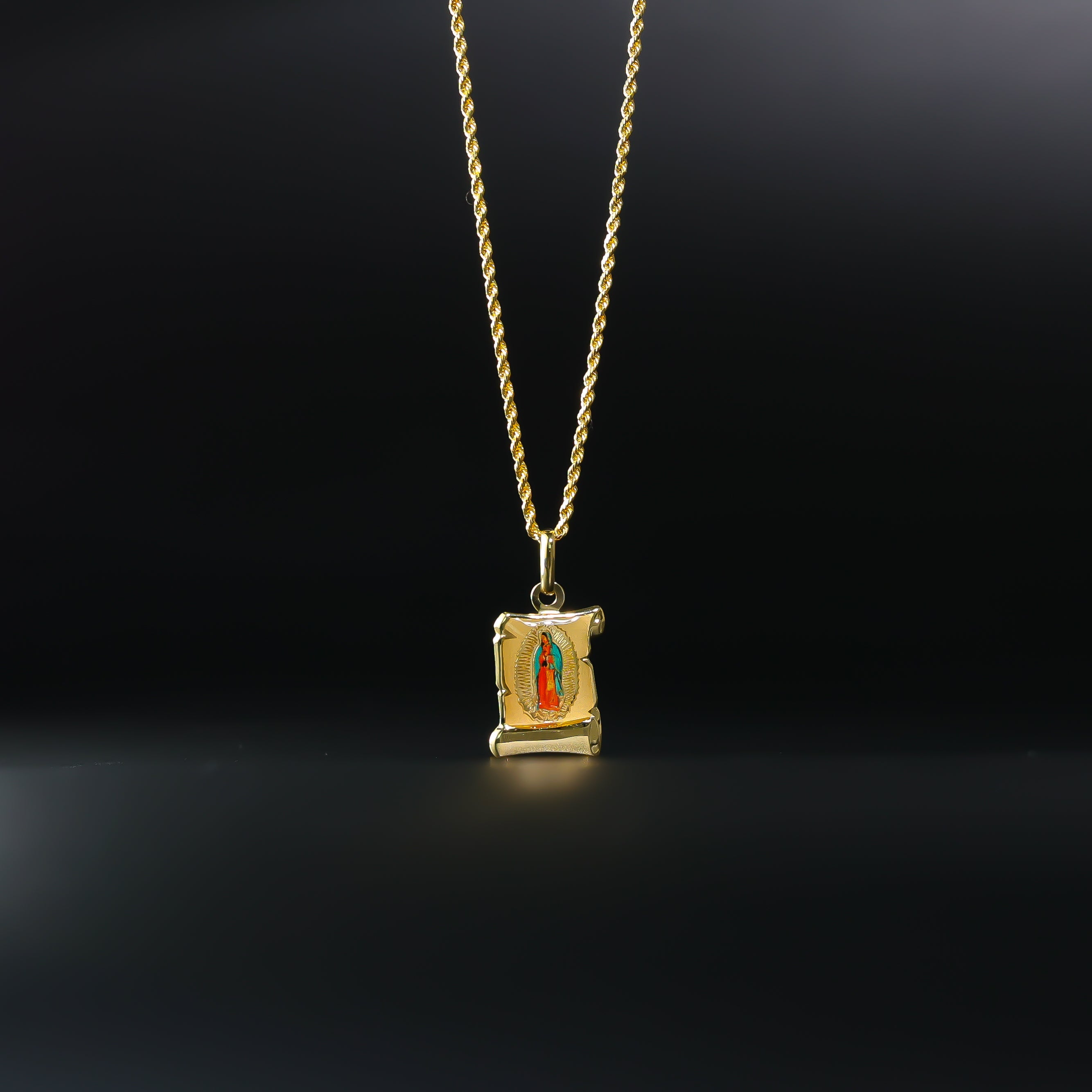 Gold Guadalupe Virgin Mary Enamel Pendant Necklace - Model 0151 - Perfect for Religious Gifts, Baptism, First Communion & Everyday Faith Jewelry