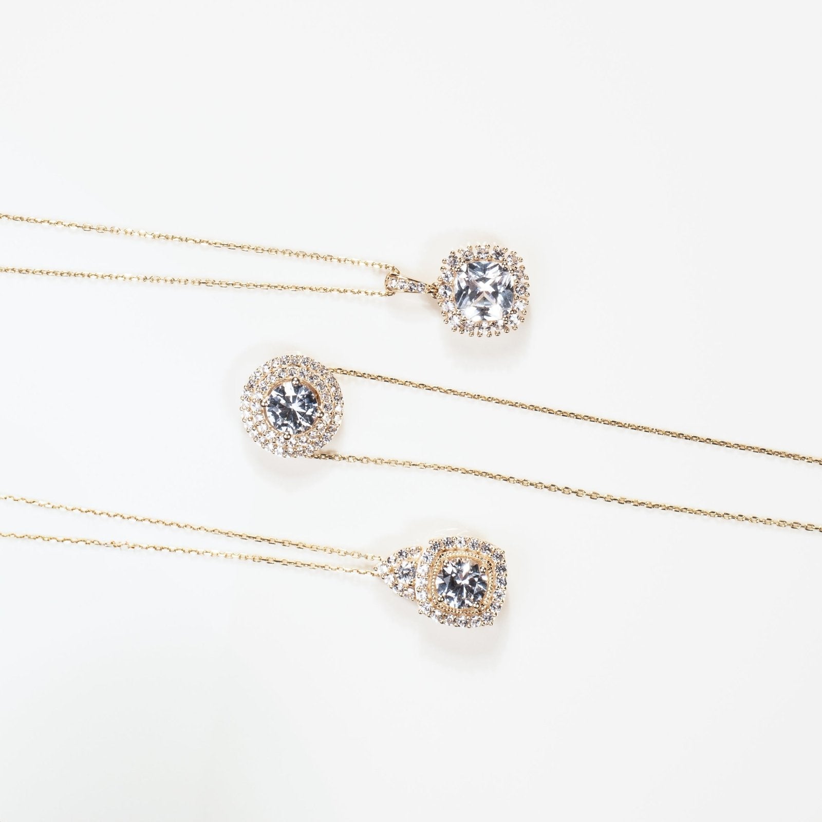 10k Yellow Gold Round White Sapphire Pendant with Double Halo - Elegant Jewelry for Women, Perfect for Weddings, Anniversaries & Special Occasions