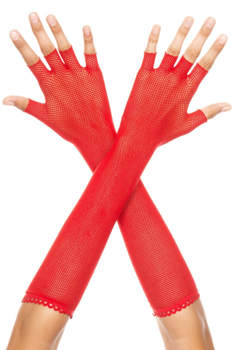 Red Fingerless Fishnet Gloves - Warm & Stylish Hand Warmers for Winter, Outdoor Activities, and Fashion Accessories