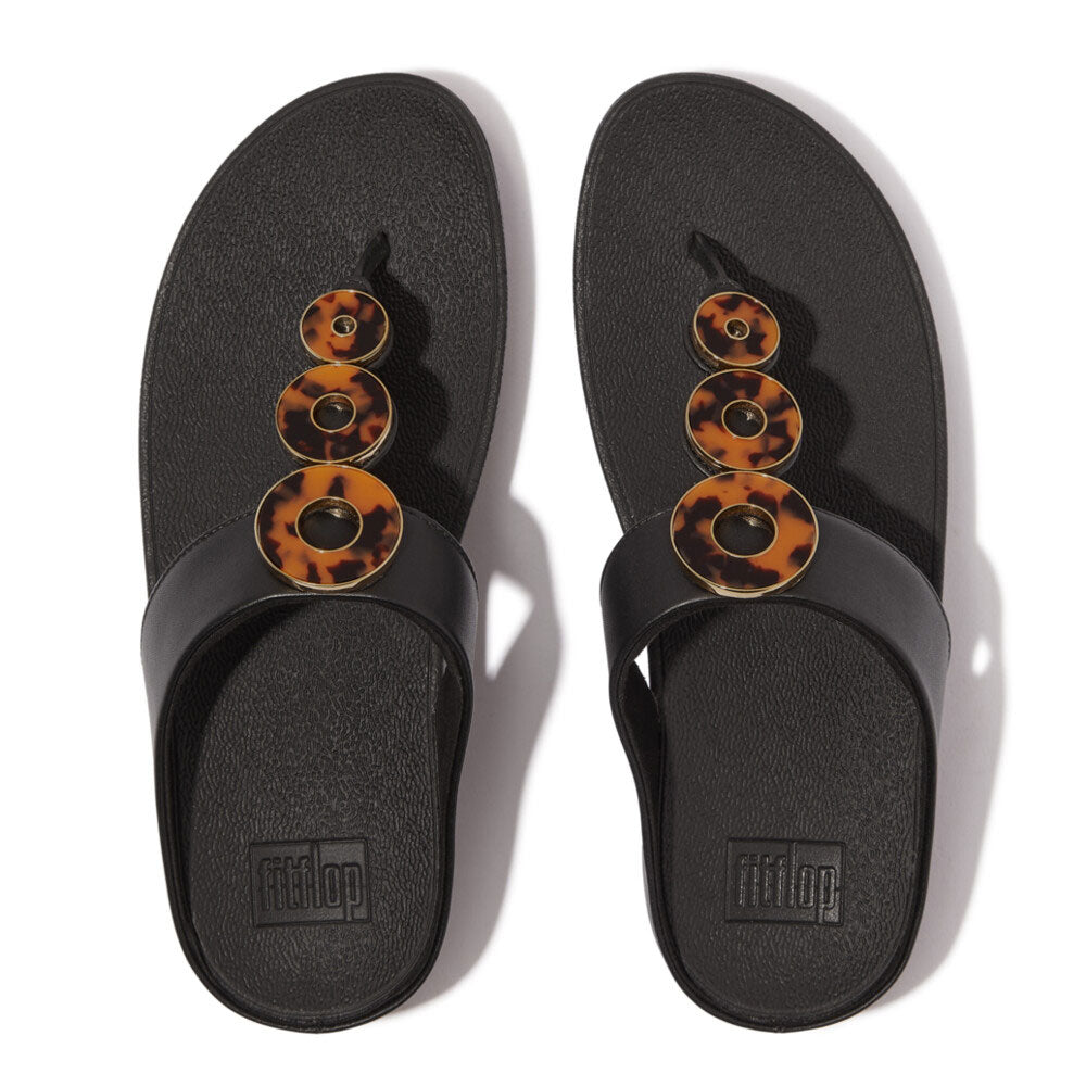 FitFlop Fino Resin Metallic Sandals for Women - All Black Comfortable Slip-On Summer Beach Walking Shoes | Perfect for Vacation, Poolside, and Casual Outings