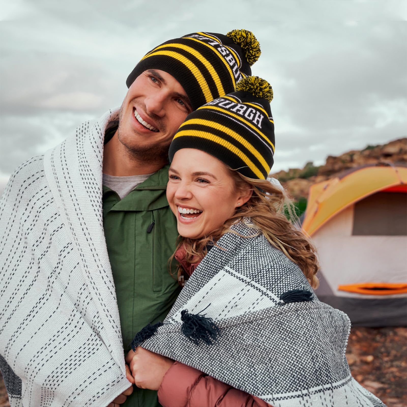 Winter Beanie Hat with Pom Pom for Men & Women - Warm Skull Cap & Gloves Set for Cold Weather - Perfect for Skiing, Snowboarding & Outdoor Activities