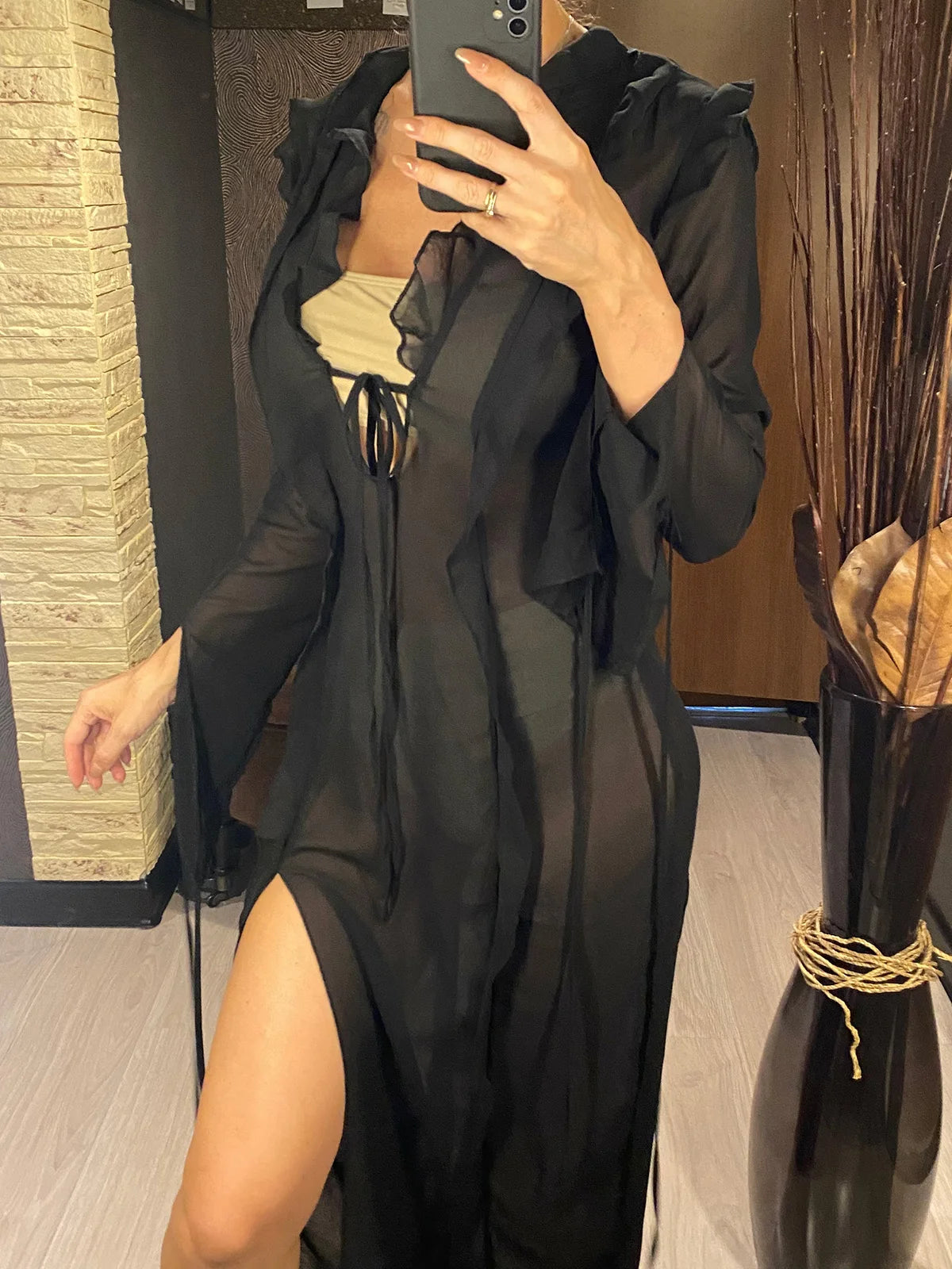4 Colors Deep V Neck High Slit Long Beach Cover Up Dress for Women - Sexy Tunic Swimwear Coverup for Pool, Vacation & Summer Outings
