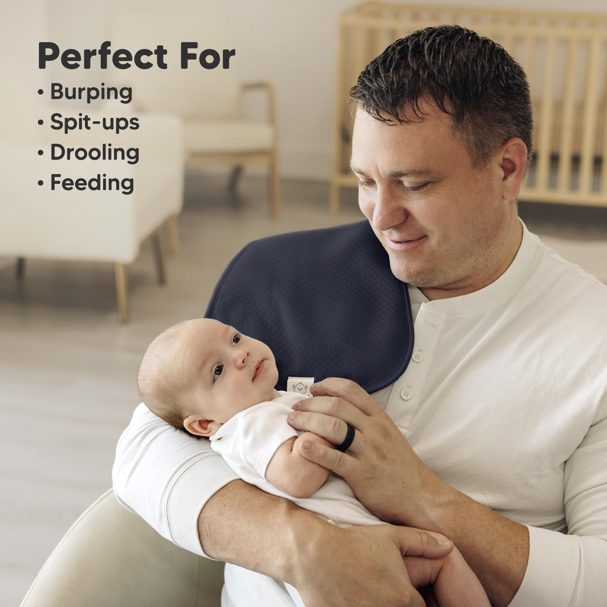 KeaBabies 5-Pack Organic Cotton Burp Cloths for Babies - Extra Large, Super Absorbent & Soft Newborn Burping Clothes for Boys & Girls, Neutral Thick Baby Burp Rags (Eclipse) - Perfect for Feeding, Spit-Up & Diaper Changes