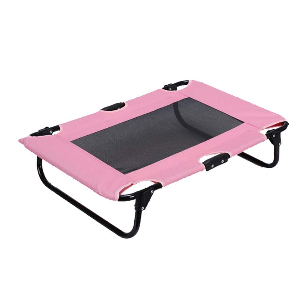 GUTYRE Elevated Dog Bed with Breathable Mesh Center - Foldable, Cooling Pet Bed for Large Dogs - Summer & Outdoor Use - Pink