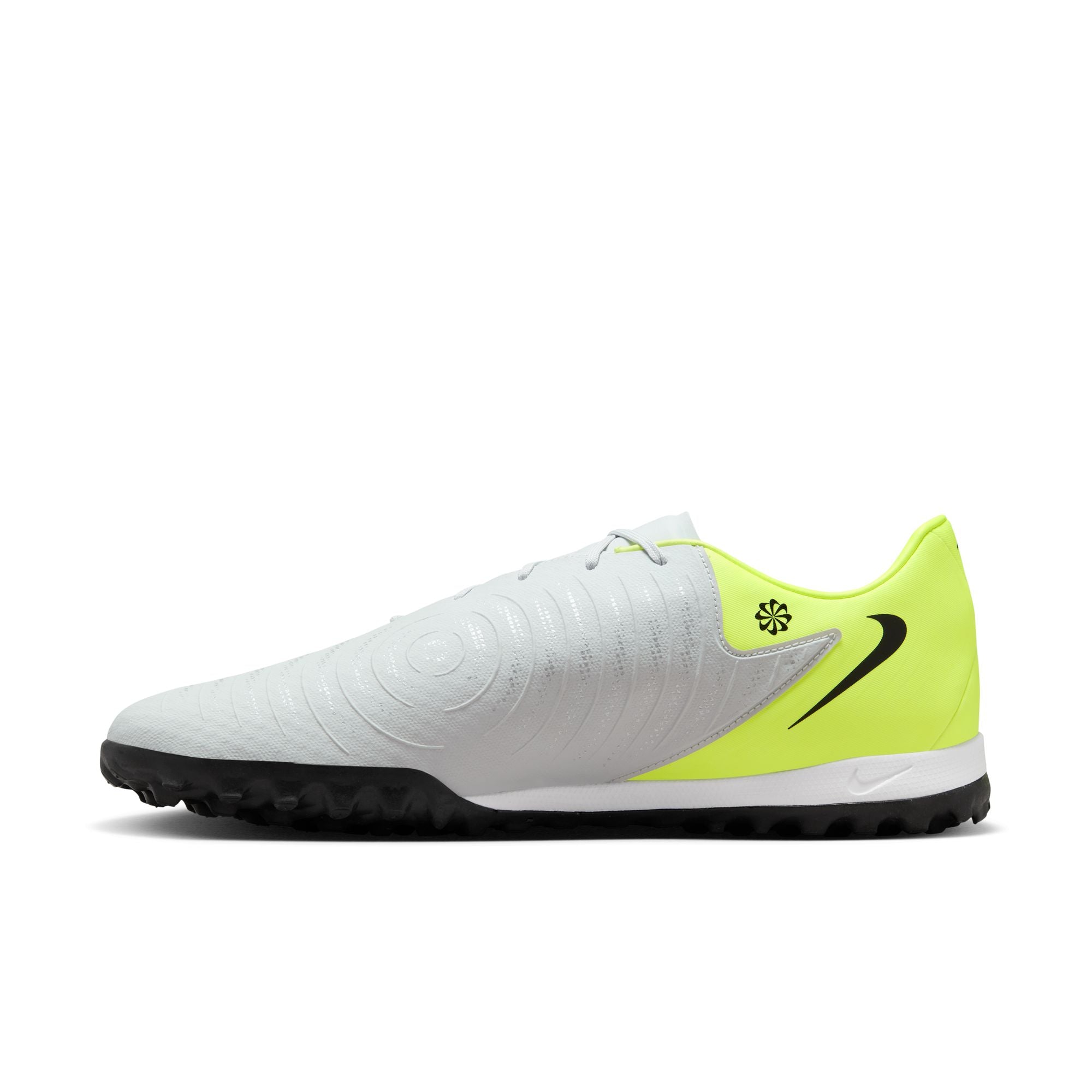 Nike Phantom GX 2 Academy TF Turf Soccer Shoes for Men - Metallic Silver/Black/Volt - Artificial Grass Football Cleats for Indoor & Outdoor Training, Games, and Matches