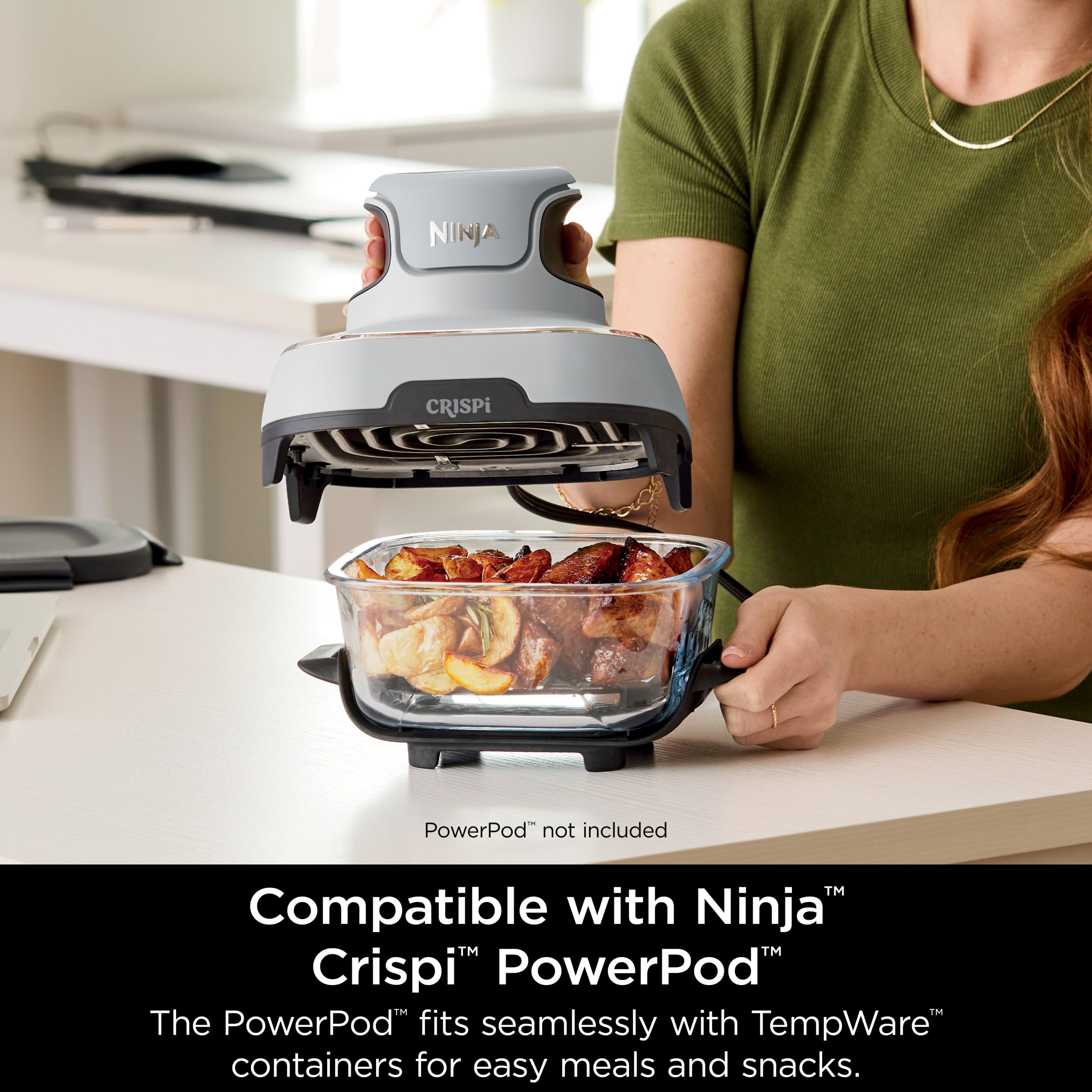 Ninja FN100 Crispi Series 4QT Air Fryer with Crispi System - 3 BPA-Free Containers & Storage Lids - Microwave, Freezer & Dishwasher Safe - Non-Toxic Portable Cooking System for Healthy Meals - Perfect for Small Kitchens, Dorms & RV Cooking