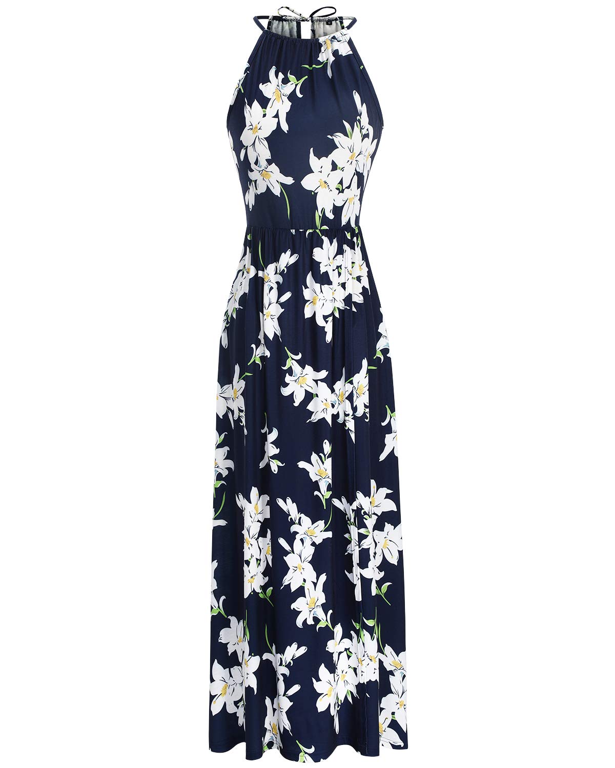 KILIG Women's Summer Maxi Dress 2025 - Casual Sleeveless Floral Sundress with Side Slit, Flowy Long Beach Dress for Vacation, Party & Outdoor Activities