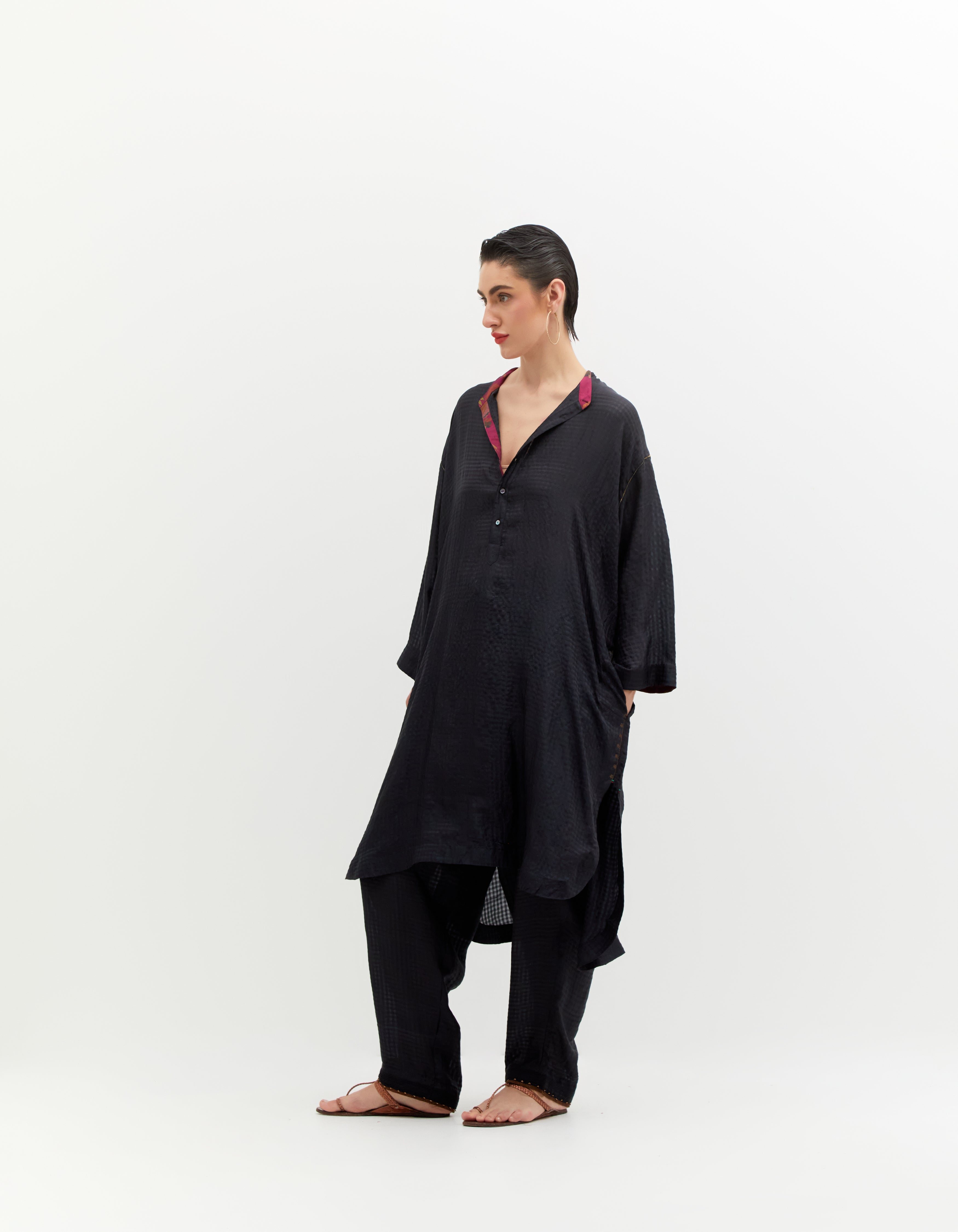SD Aisha Salwar Silk Check Black - Elegant Indian Traditional Outfit for Women | Perfect for Festivals, Weddings & Special Occasions