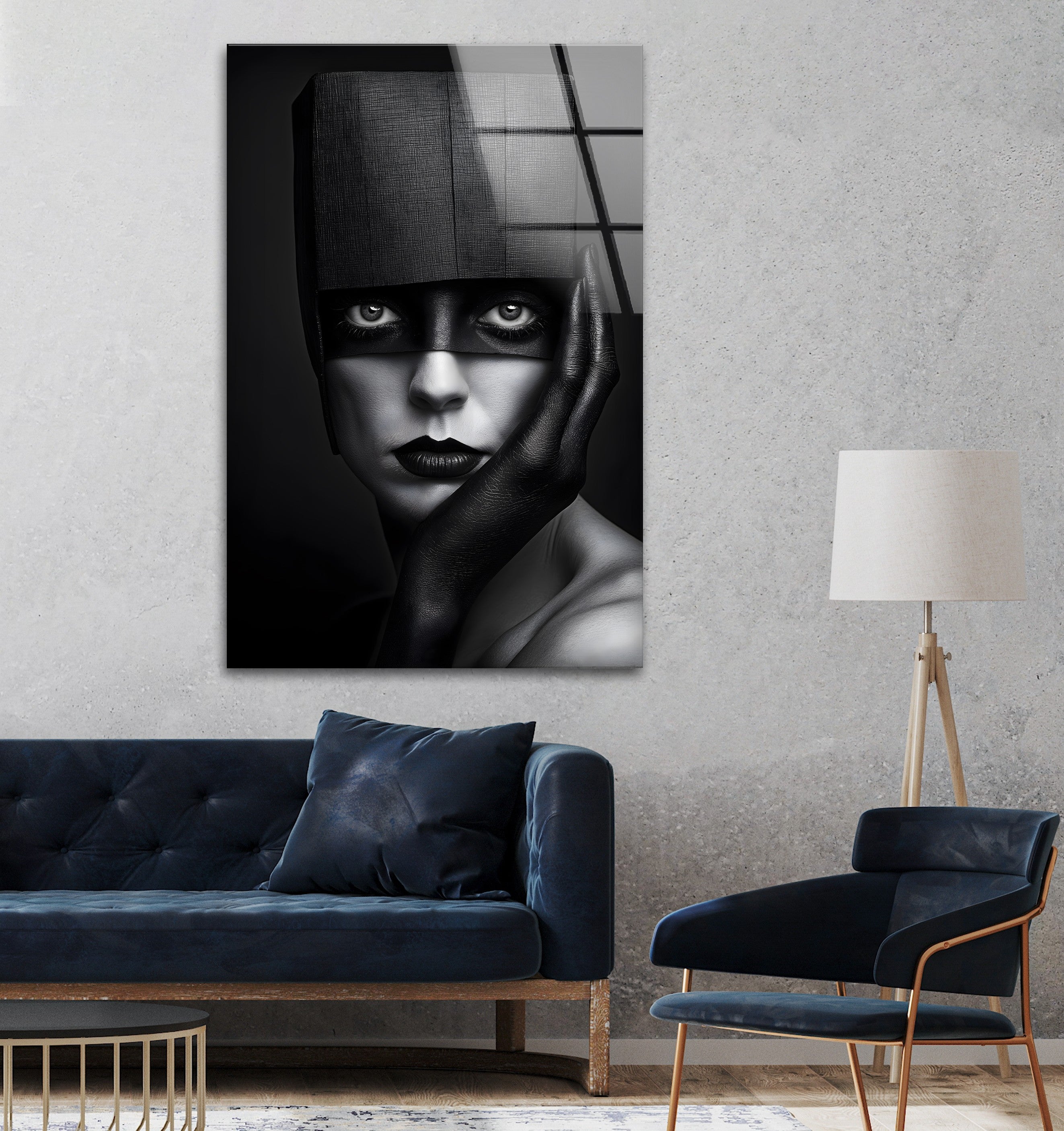 Abstract Portrait Wall Art - Modern Black & White Glass Painting for Living Room, Bedroom & Office Decor | Unique Home & Gift Idea