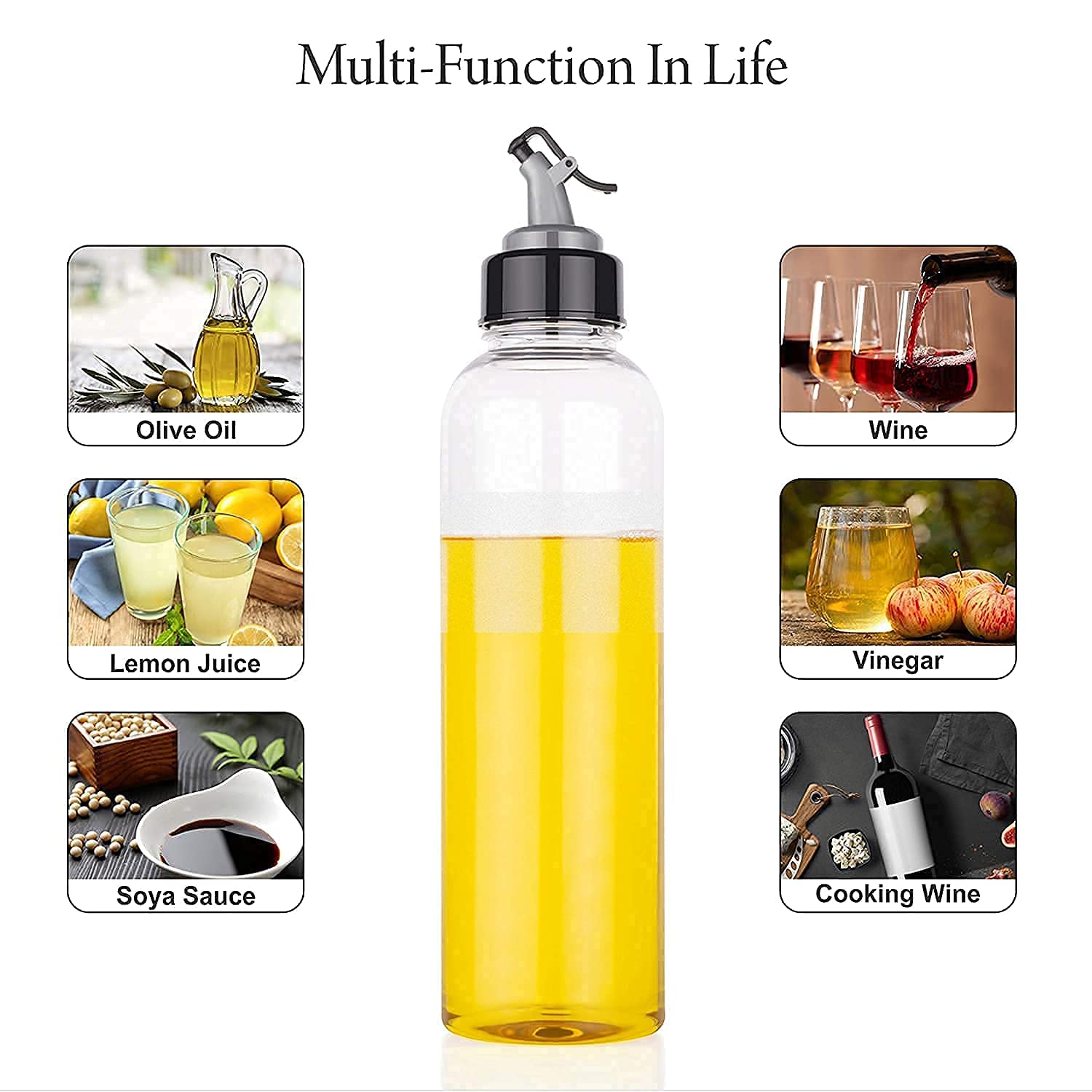 1L Oil Dispenser Bottle for Kitchen - Airtight Cooking Oil Container with Easy Flow Spout, Perfect for Olive Oil, Vinegar & Liquid Beverages - Ideal for Salad Dressing, Baking & Frying
