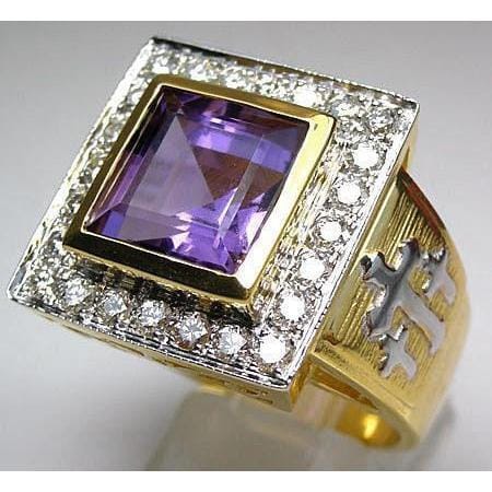 Princess Amethyst Bishop Ring - Elegant Purple Gemstone Jewelry for Women | Perfect for Weddings, Parties & Special Occasions