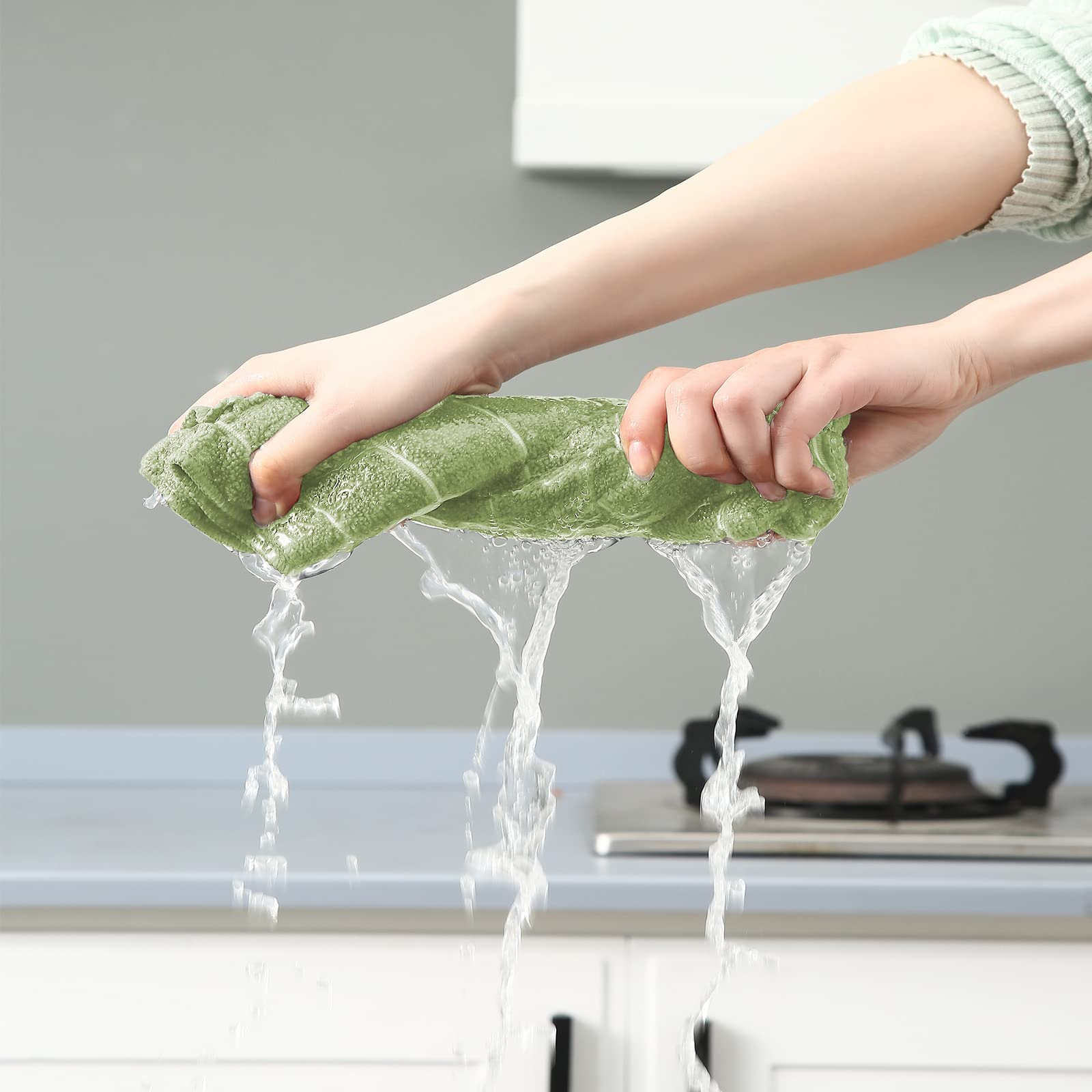 Premium Microfiber Kitchen Towels & Dishcloths Set - 12 Pack (26x18