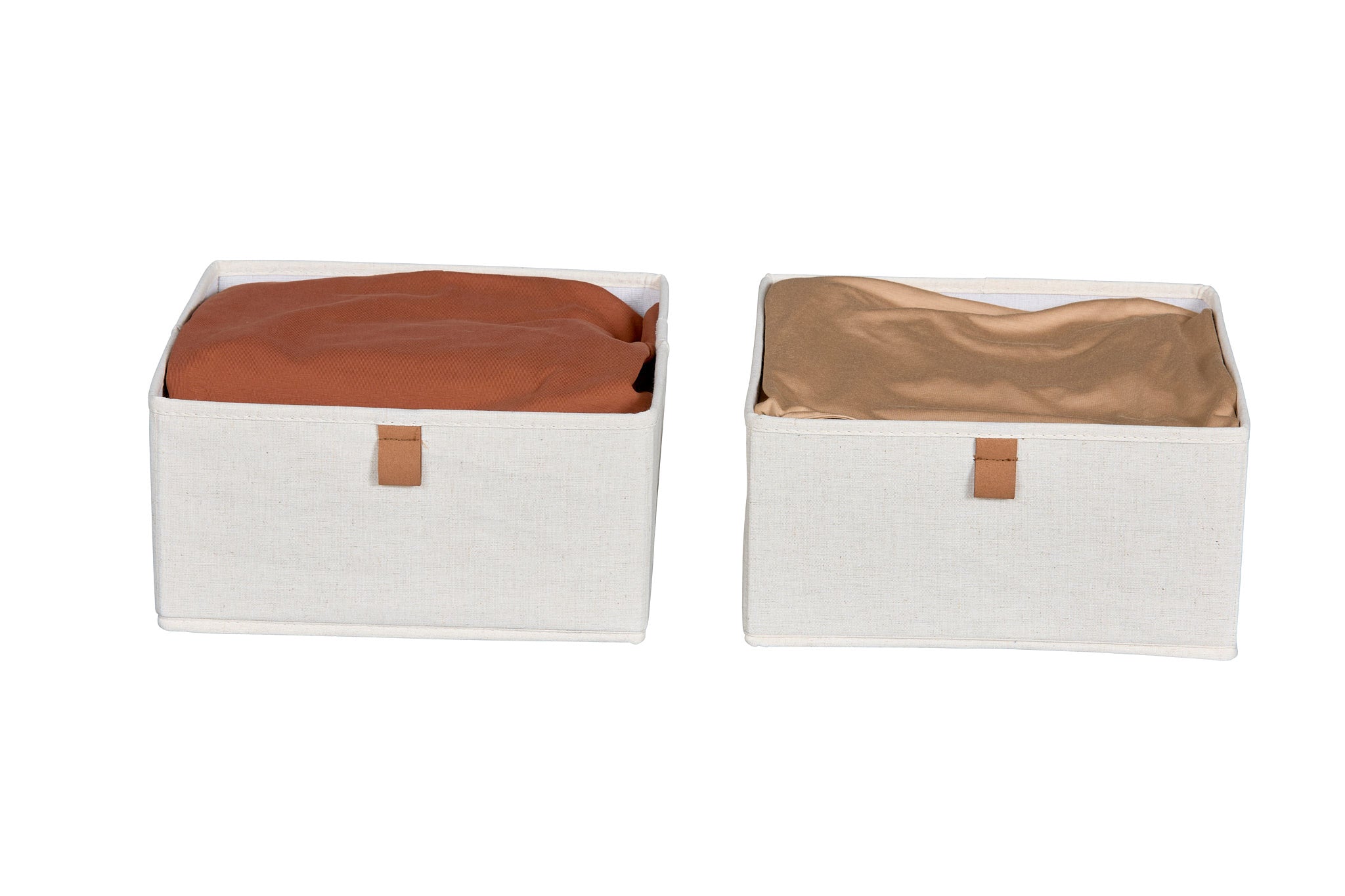 Premium Fabric Wardrobe Organizer Set of 2 - 30cm x 30cm x 15cm Storage Boxes in Cream - Perfect for Closet, Shelf & Underbed Organization