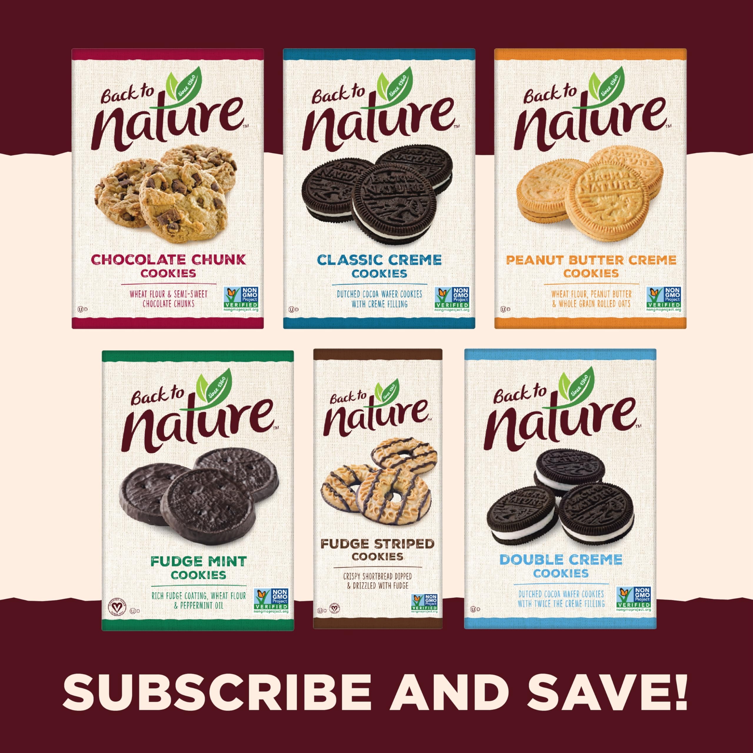 Back to Nature Fudge Mint Cookies - Vegan, Non-GMO, Organic Wheat Flour, Gluten-Free, Healthy Snacks, 6.4 Oz (Pack of 6) - Perfect for Lunchboxes, Office Snacks & Vegan Desserts