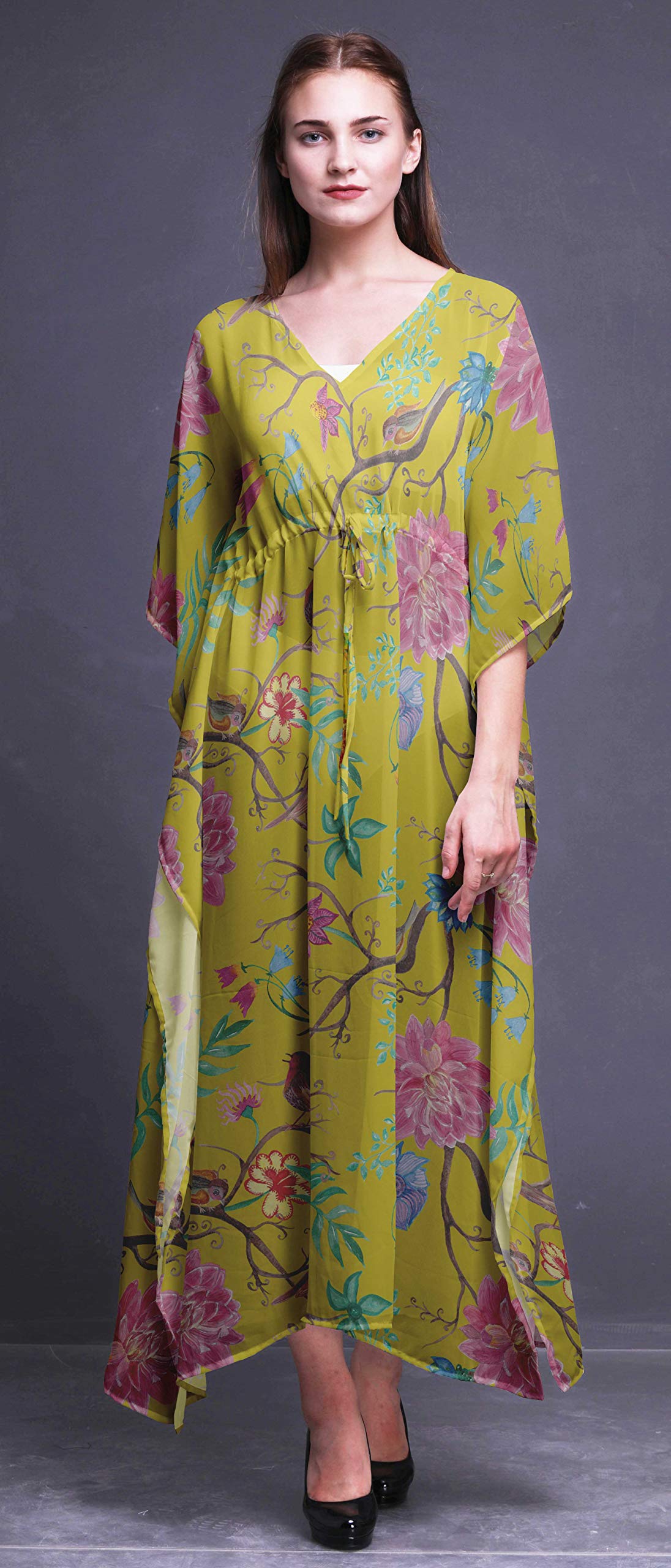 Women's Bimba Beach Kaftan - Flowy Long Maxi Dress Cover Up, Summer Kimono Style Bikini Coverup for Pool, Beach Vacation & Resort Wear