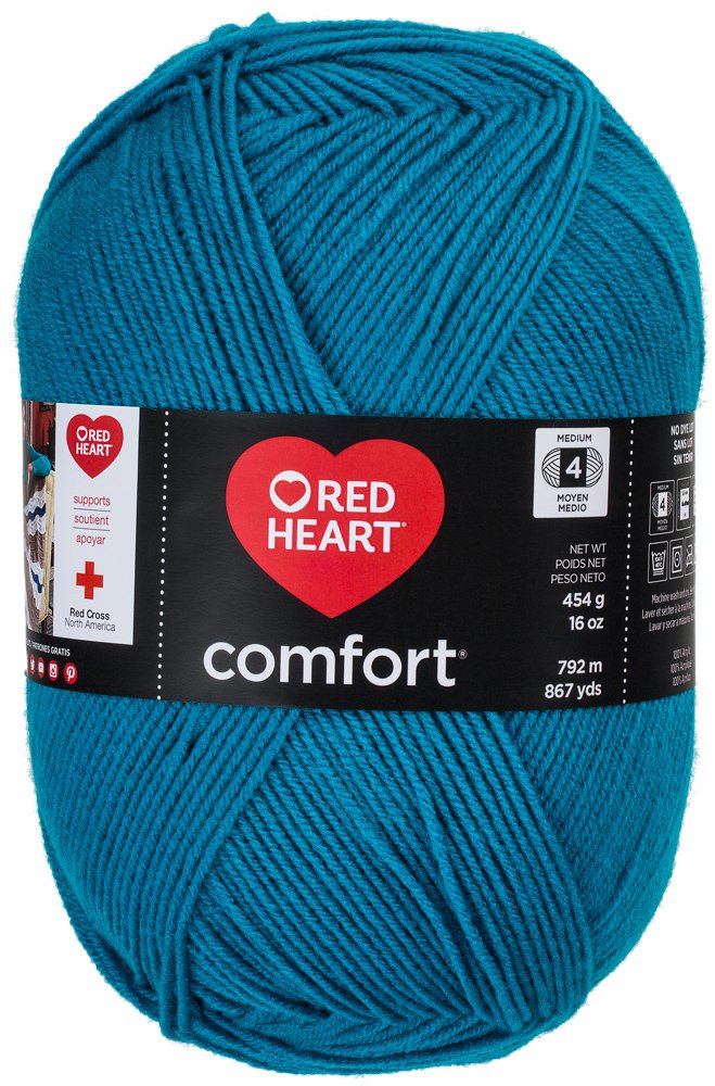 RED HEART Comfort Yarn - Soft Acrylic Yarn for Knitting & Crocheting, Peacock Color - Perfect for Blankets, Scarves, Hats & DIY Crafts