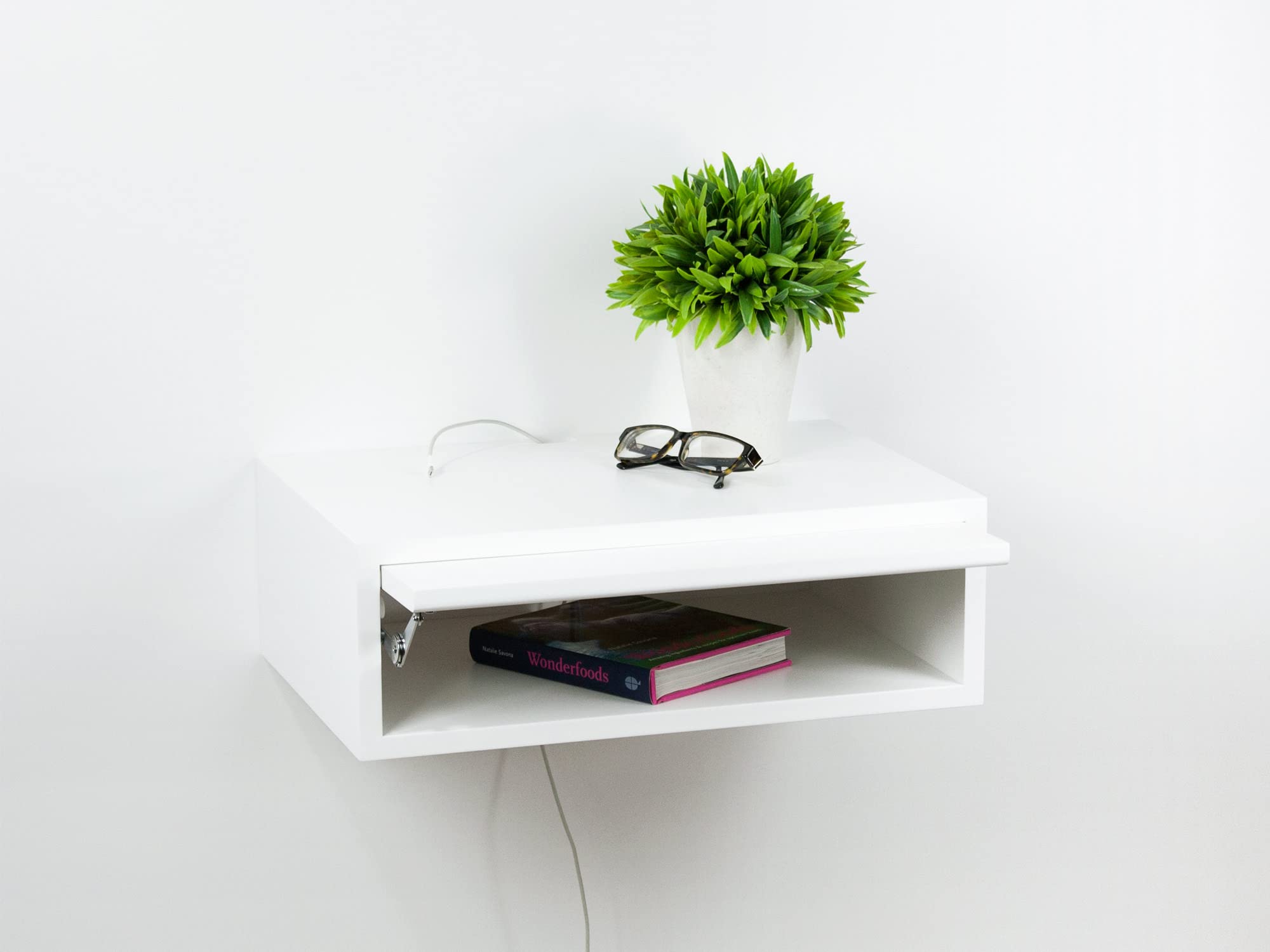 Mid Century Modern Floating Nightstand - Retro Wall Mount Bedside Table with Premium Quality - Made in Canada - Perfect for Small Bedrooms, Studio Apartments & Minimalist Home Decor