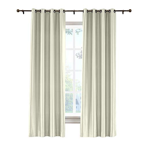 Cololeaf Thermal Insulated Blackout Curtains - Noise Reducing Grommet Drapes with White Lining for Bedroom & Living Room | Light Blocking Drapery Panels for Patio & Nursery | Ivory 84