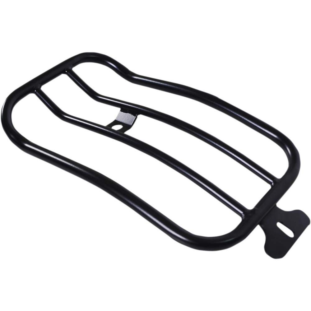 Motherwell MWL-137-18GB 7 Inch Solo Motorcycle Luggage Rack - Gloss Black - Perfect for Harley Davidson Touring & Cruiser Bikes