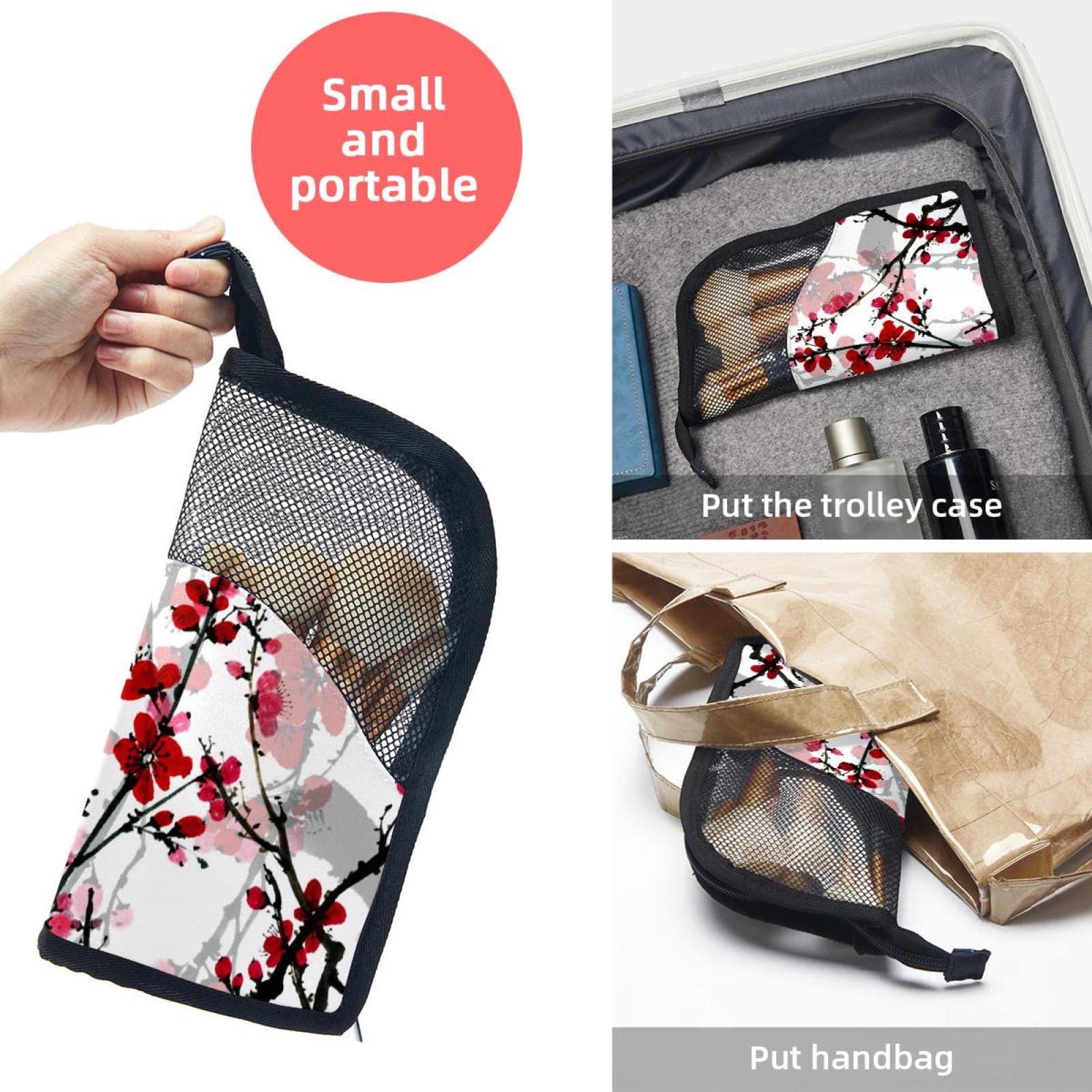 12-Piece Makeup Brush Organizer Bag with Flower Blossom Design - Portable Cosmetic Brush Holder Case for Travel & Home Storage