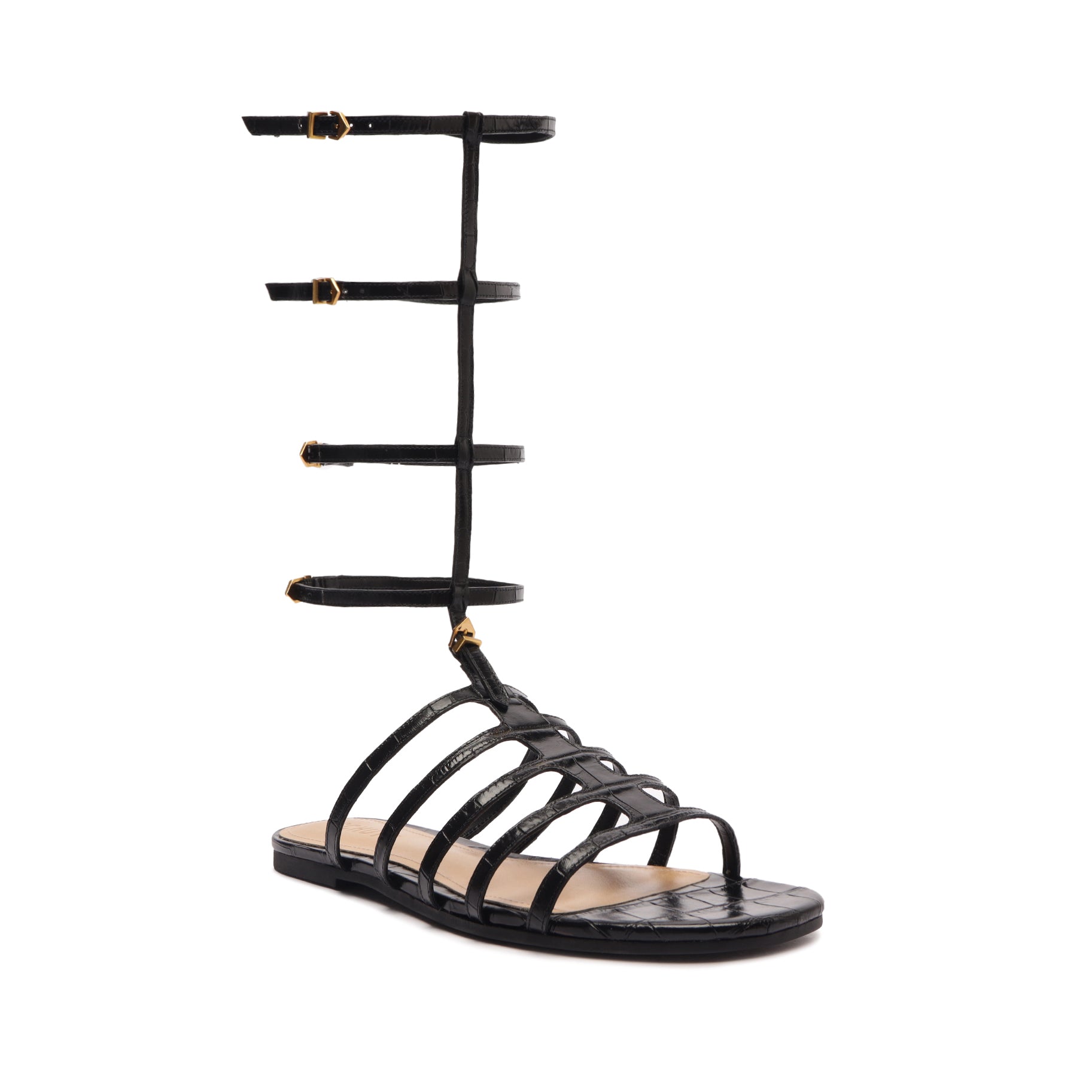 Hayden Crocodile Embossed Leather Sandals for Women - Comfortable Summer Slide Sandals with Arch Support | Perfect for Beach, Vacation, and Casual Outings