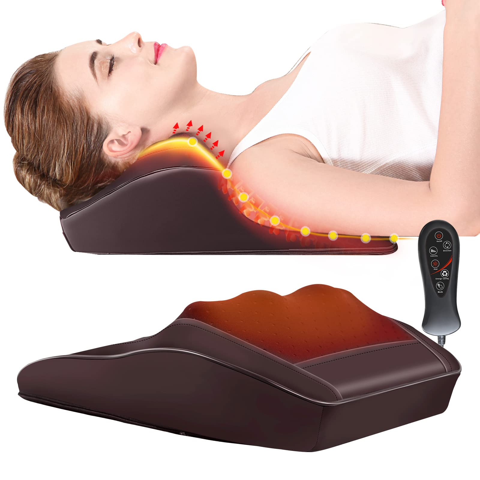 Shiatsu Massage Pillow with Heat - Neck and Back Massager for Pain Relief, Shoulder & Leg Relaxation - Perfect Gift for Men, Women, Mom & Dad - Use at Home, Office or Car for Stress Relief & Muscle Relaxation