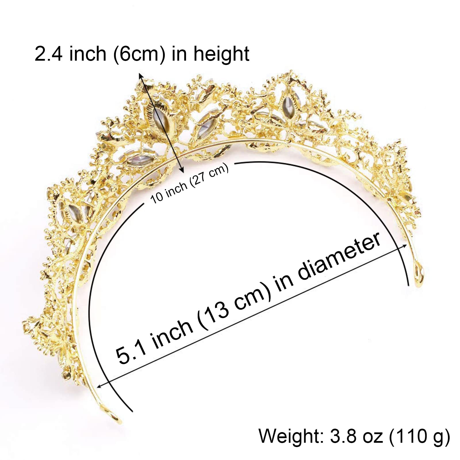 Elegant Gold Tiara Crown for Women - Rhinestone Wedding Princess Headband, Bridal Party Prom Queen Accessory | Perfect for Weddings, Birthdays, Halloween Costumes & Christmas Gifts
