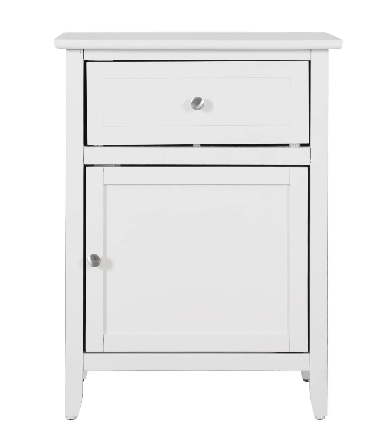 Modern White Nightstand with Drawer - 25