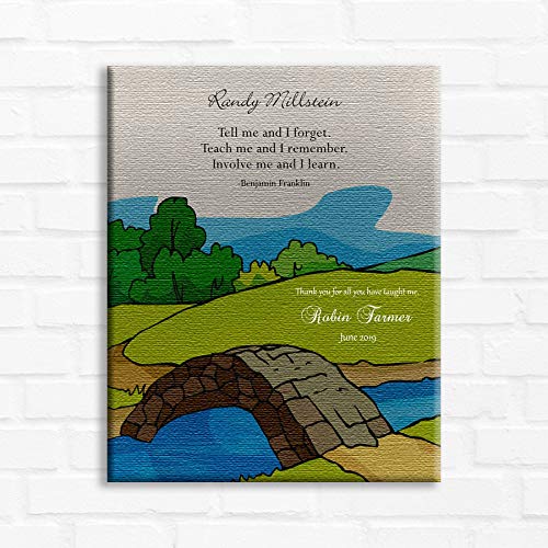 16x20 Custom Personalized Canvas Print for Teacher - Handmade Mentor, Boss & Leader Gift with Benjamin Franklin Quote 1822 - Perfect for Office Decor, Retirement Gift & Thank You Present
