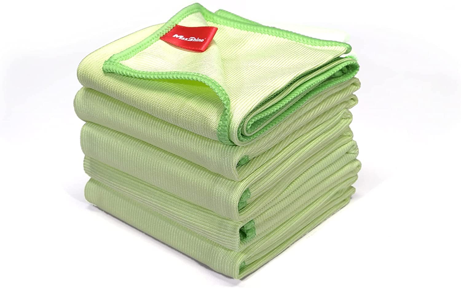 Maxshine 5 Pack Premium Glass Cleaning Microfiber Towels (300GSM) - 16”x16” (40x40cm) - Streak-Free, Lint-Free Cloths for Windows, Mirrors, Screens & Auto Glass - Professional Grade for Home, Office & Car Detailing