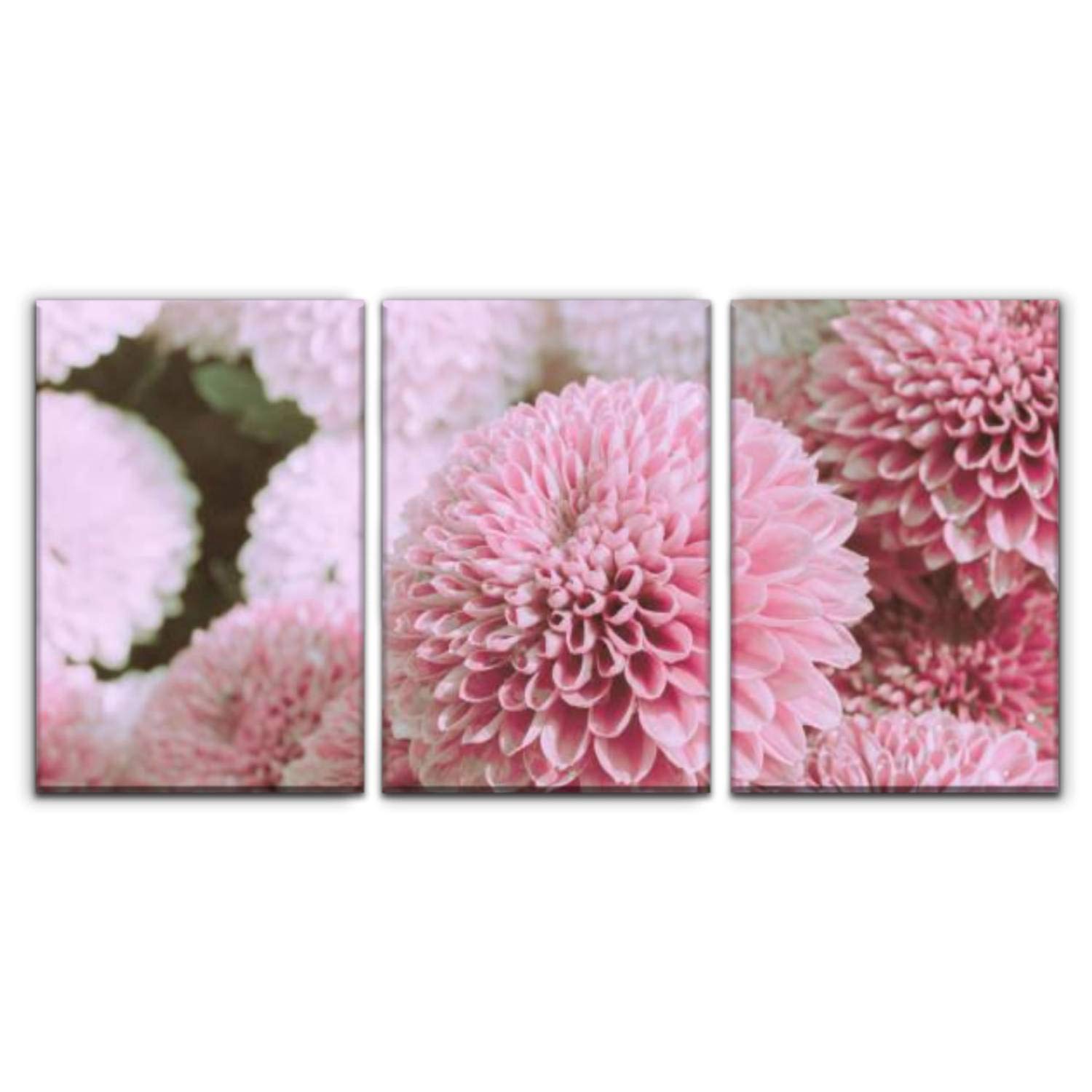 Gisas Enall 3-Piece Pink Dahlia Flower Field Canvas Wall Art Set - 16x24 Inch Modern Home Decor Paintings for Living Room & Bedroom - Perfect for Housewarming Gifts & Farmhouse Style Interior Design